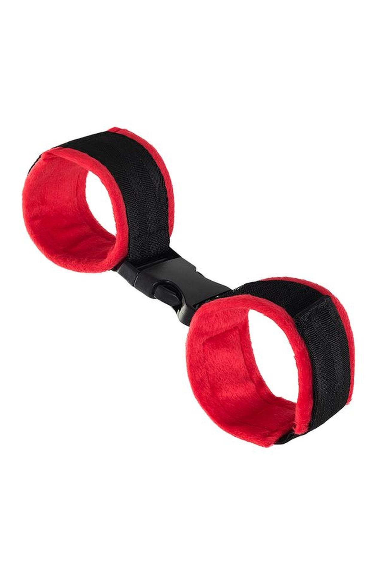 Anonymo Handcuffs, Velour, Red, 29 Cm