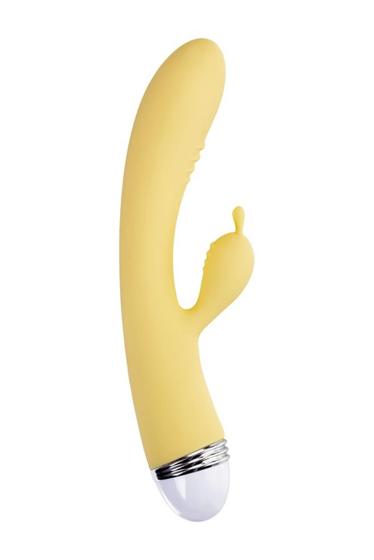 Vibrator With Clitoral Stimulator Flovetta By Toyfa Aster, Silicone, Yellow