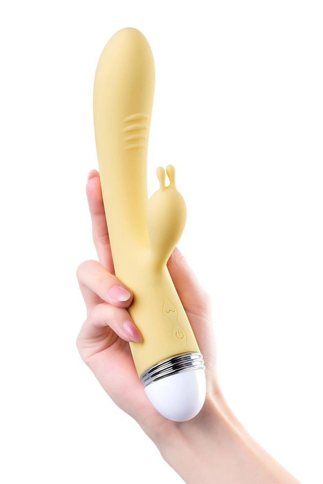 Vibrator With Clitoral Stimulator Flovetta By Toyfa Aster, Silicone, Yellow