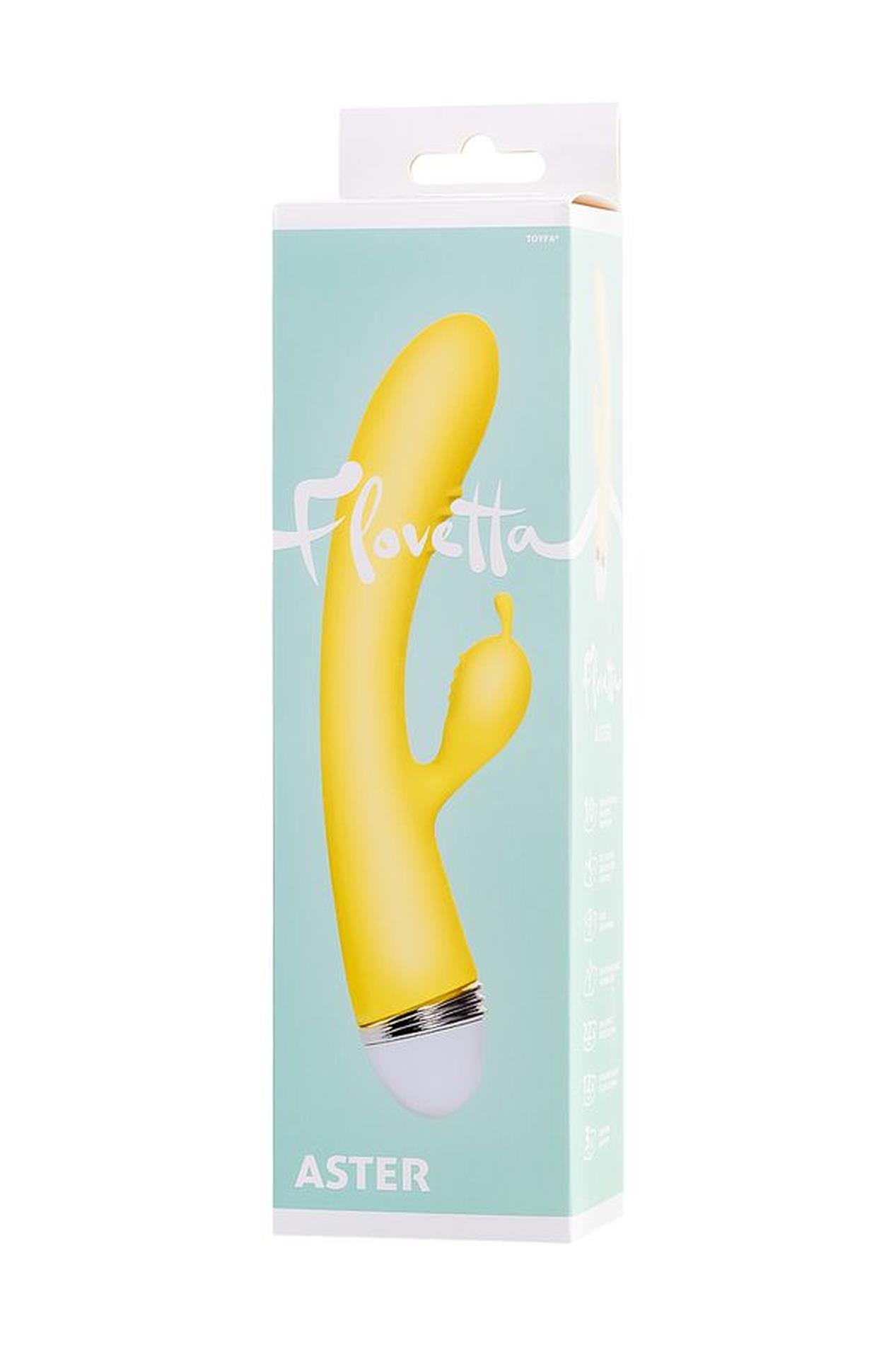 Vibrator With Clitoral Stimulator Flovetta By Toyfa Aster, Silicone, Yellow