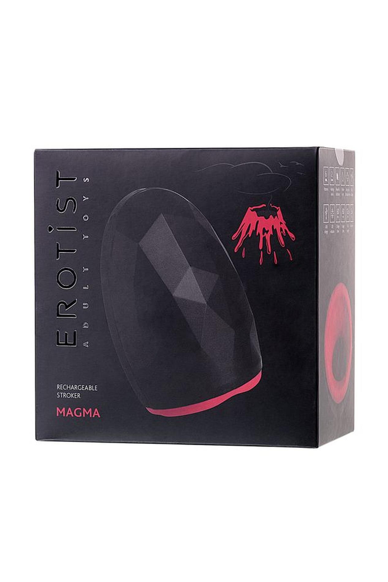 Erotist Magma; Rechargeable Masturbator With Heating, Silicone, Black, 12
