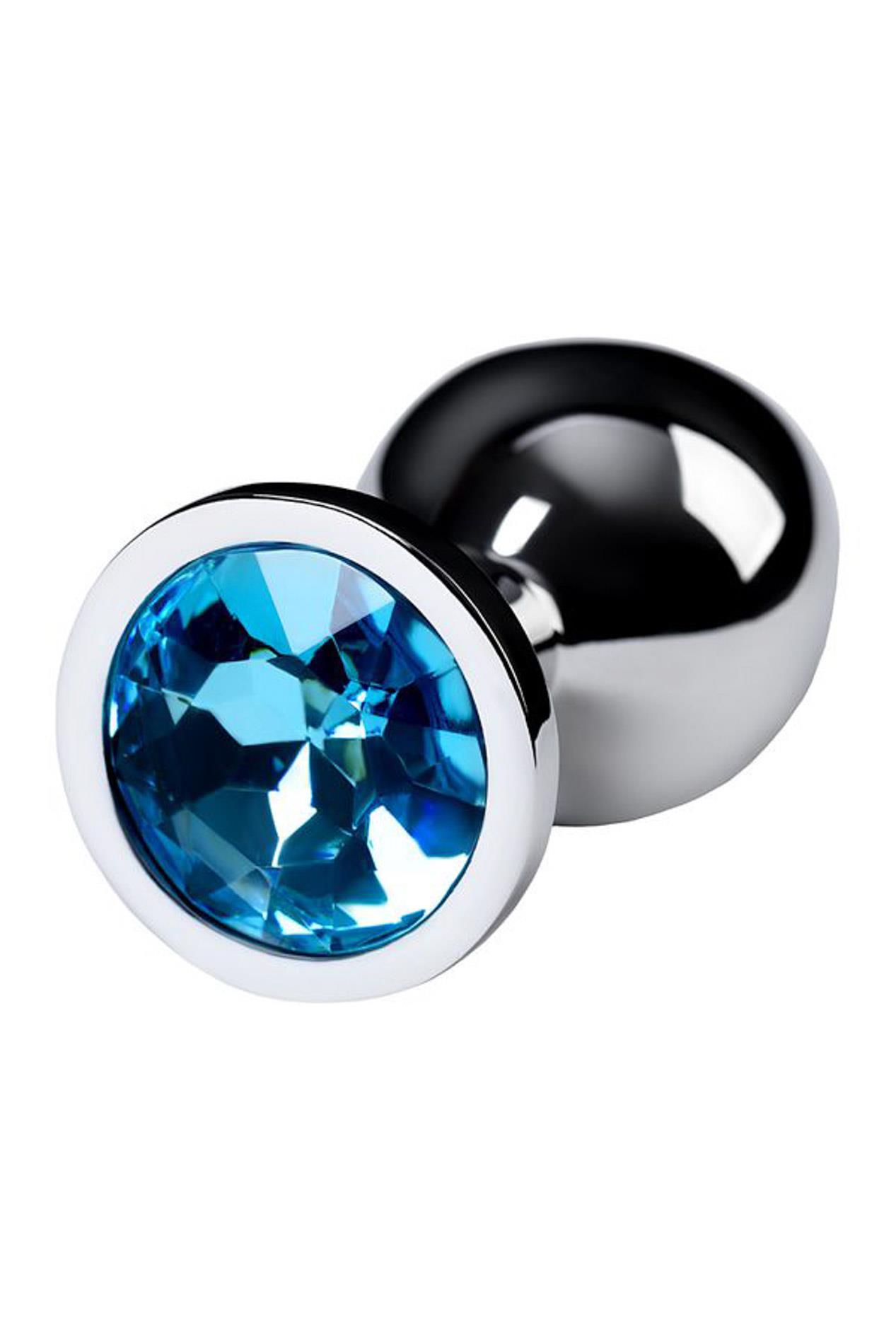 Silver Anal Plug With Gem, Turquoise