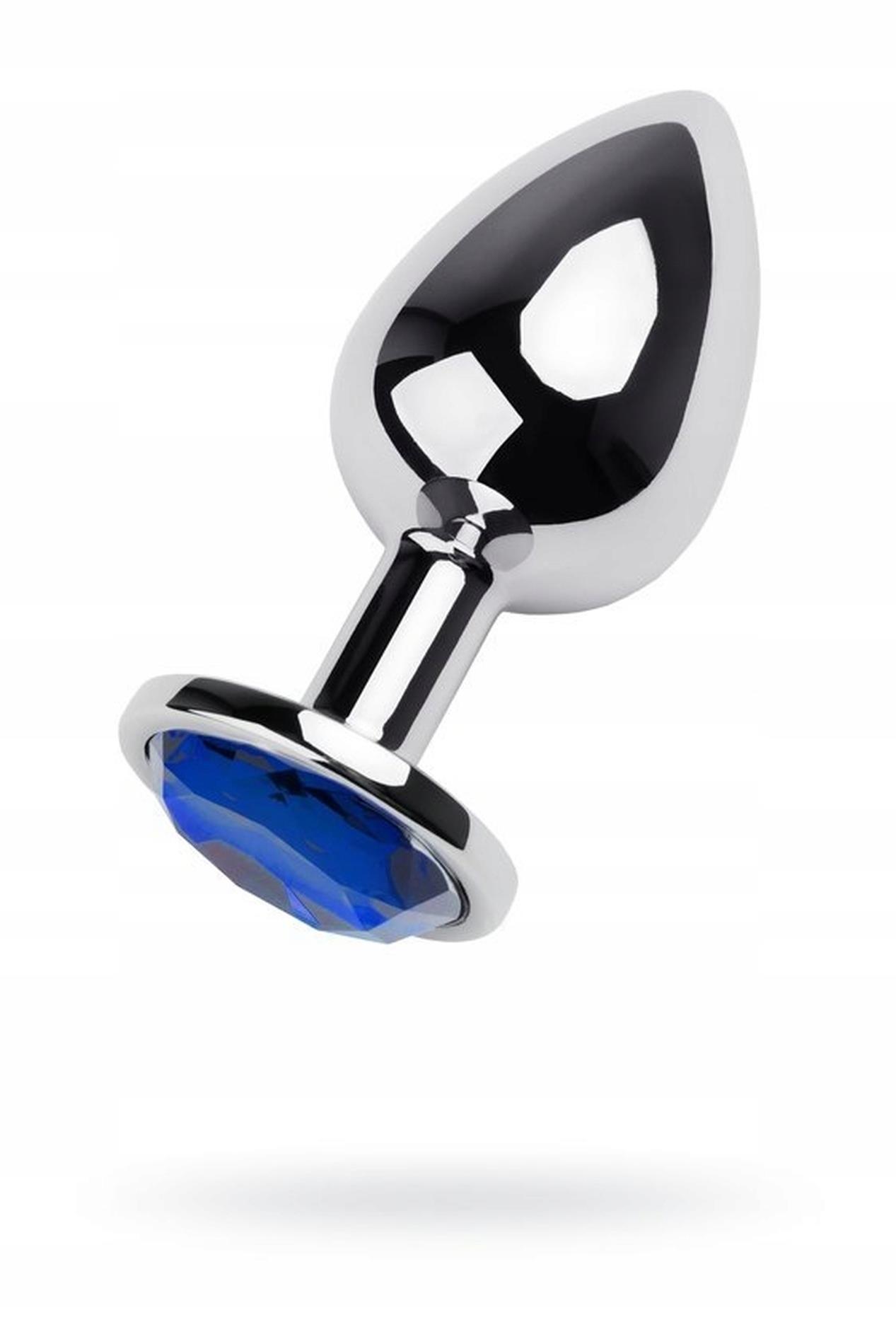 Silver Anal Plug Toyfa Metal With Blue Round-Shaped Gem