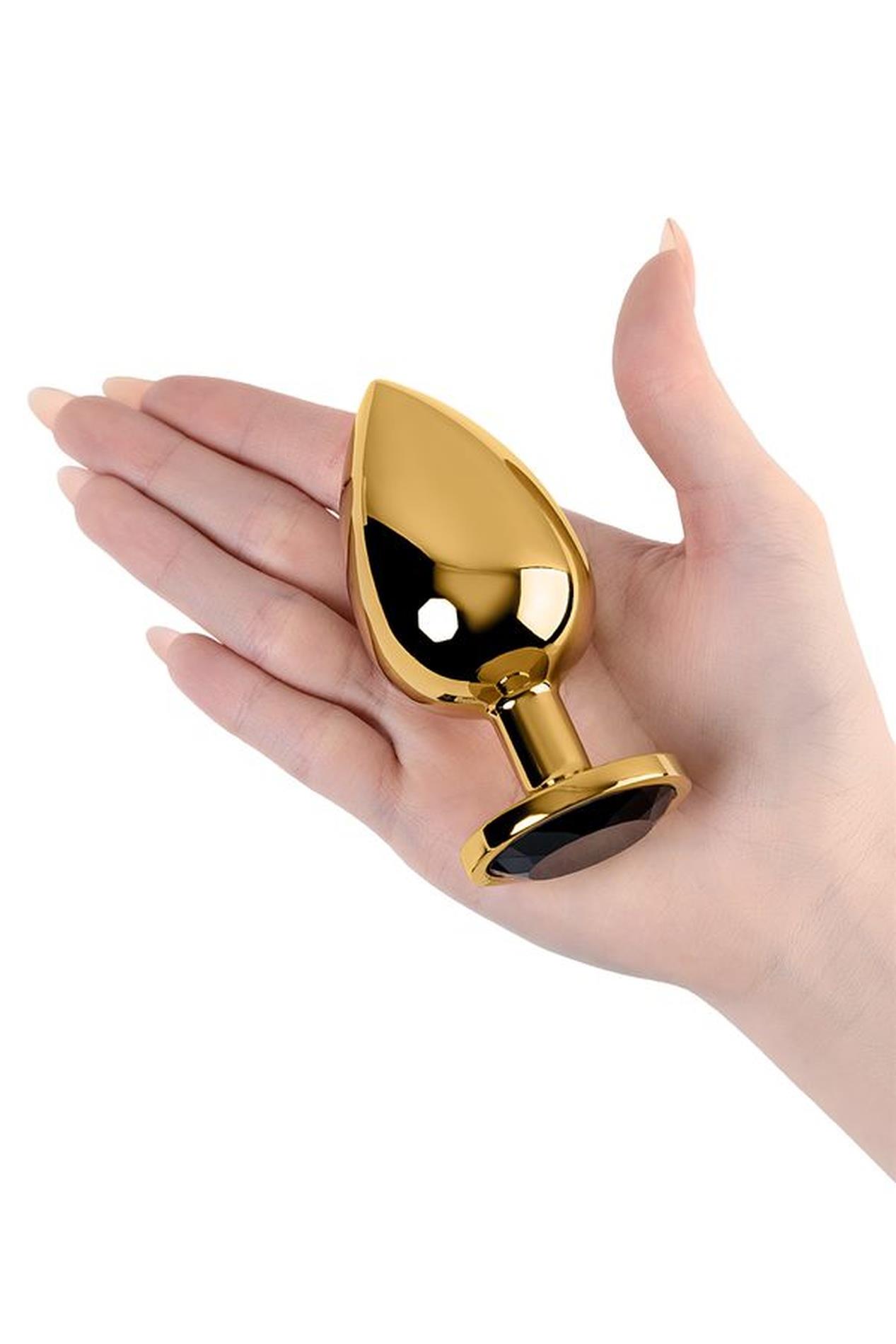 Gold Anal Plug Toyfa Metal With Pink Round-Shaped Gem