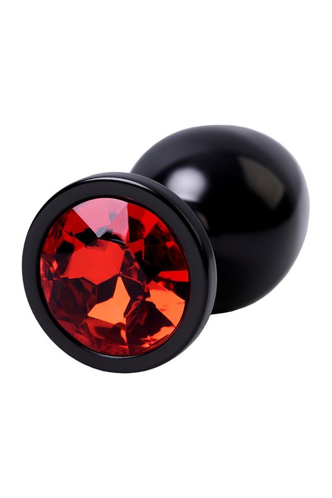 Black Anal Plug Toyfa Metal,With A Ruby Colored Gem