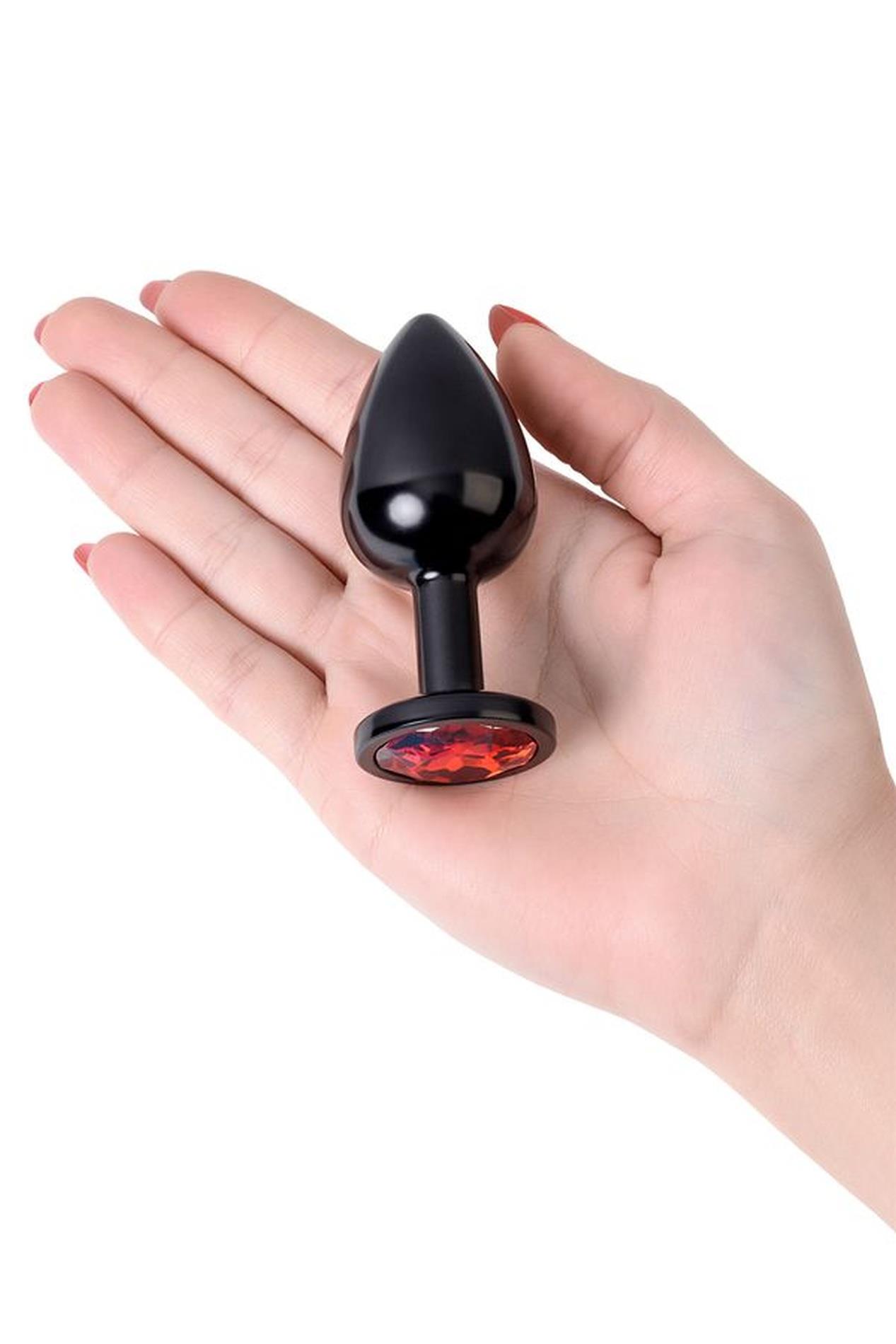 Black Anal Plug Toyfa Metal,With A Ruby Colored Gem