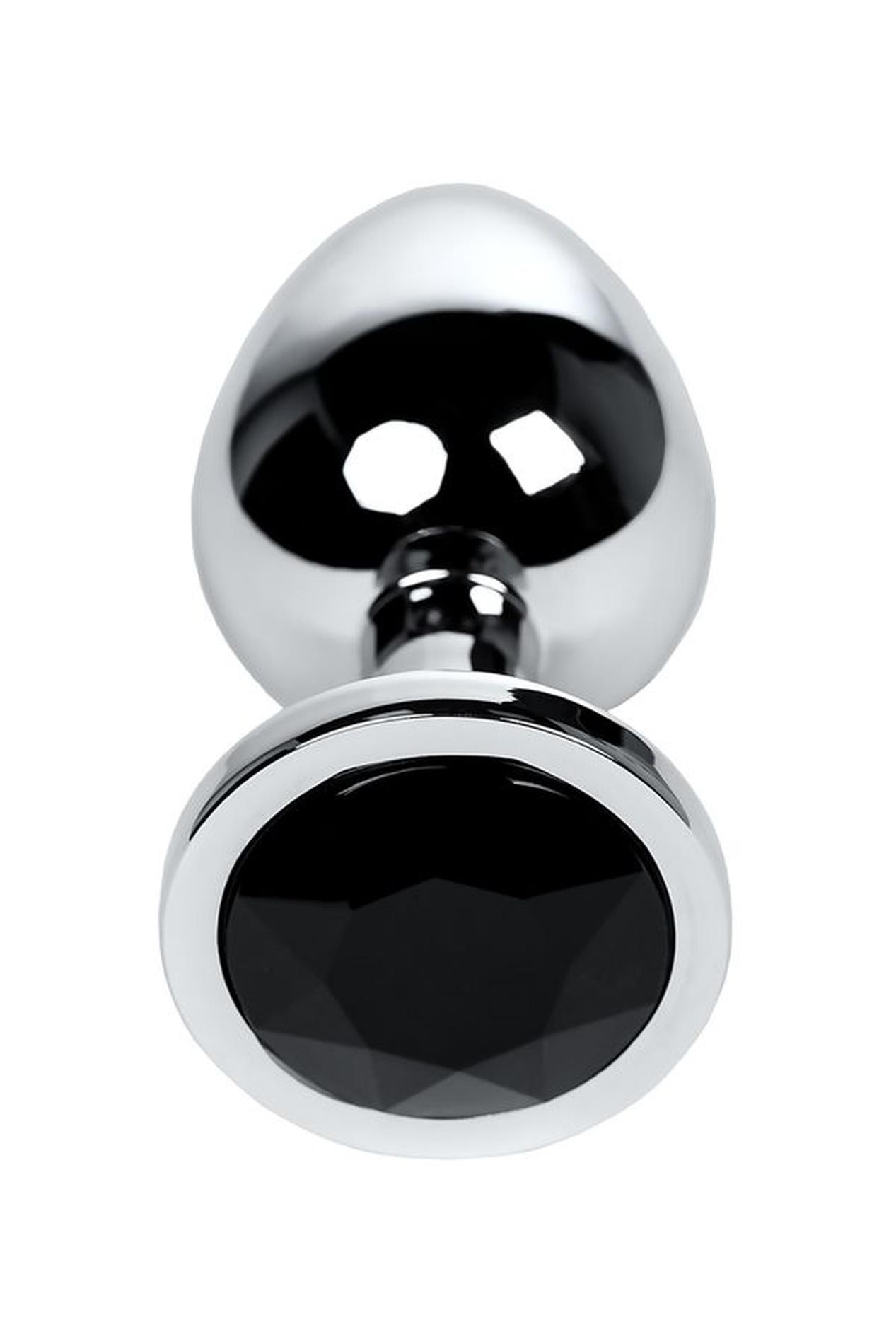 Silver Anal Plug Toyfa Metal With Black Round-Shaped Gem