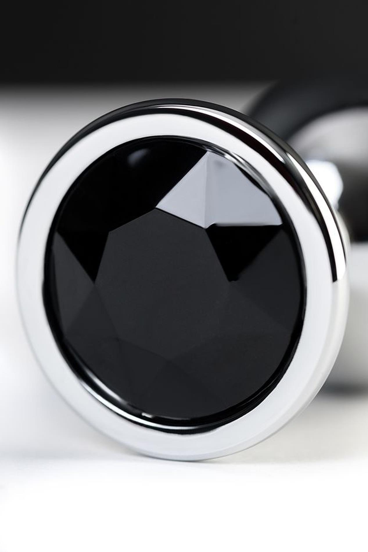 Silver Anal Plug Toyfa Metal With Black Round-Shaped Gem