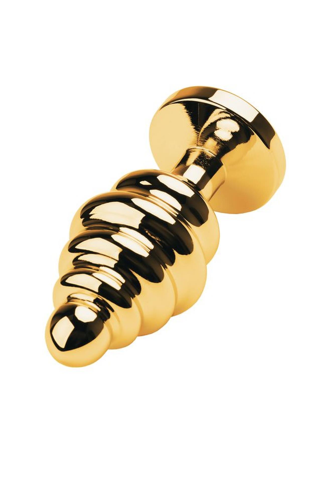 Golden Anal Plug With  Black Gem