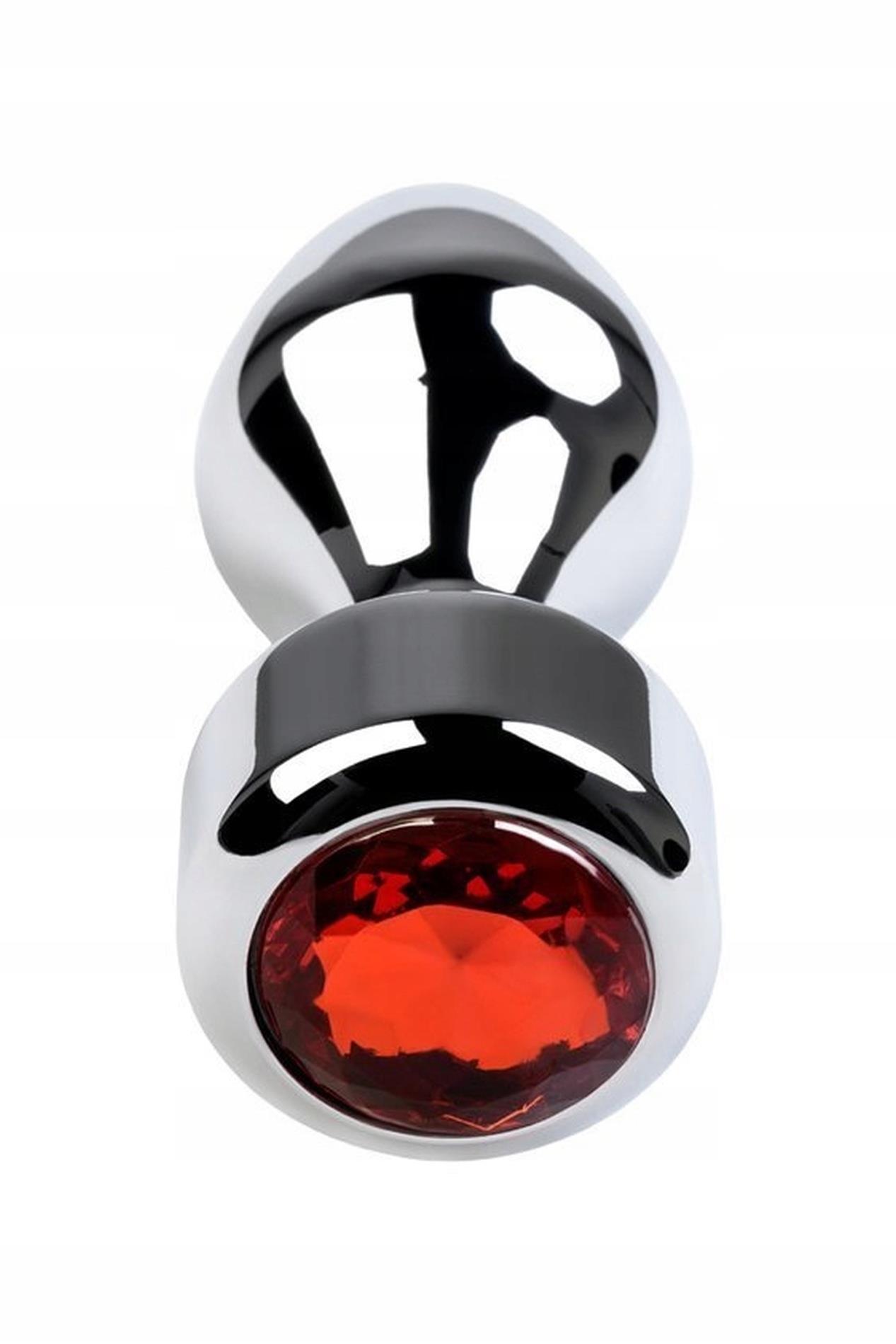 Silver Anal Plug Toyfa Metal With Red Round-Shaped Gem