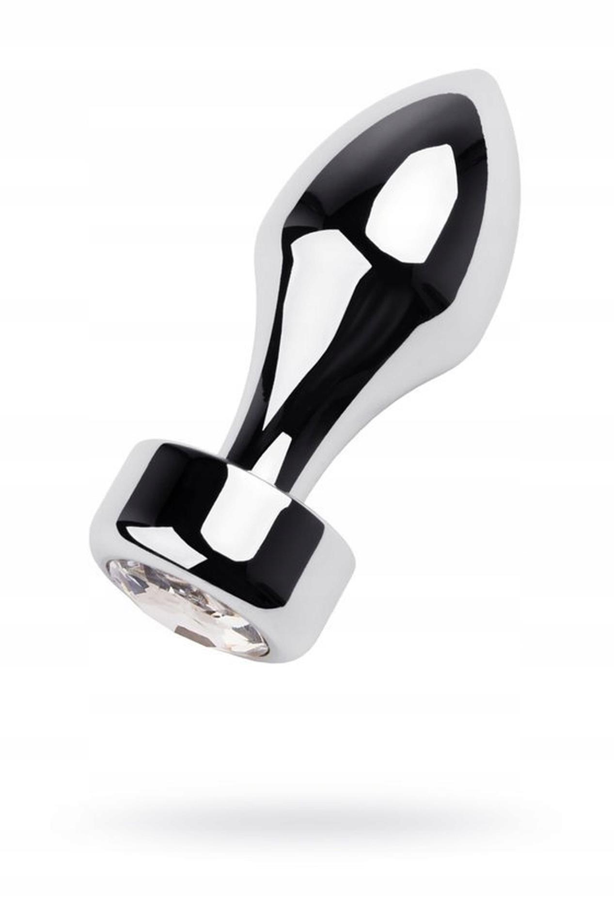 Silver Anal Plug Toyfa Metal With White Round-Shaped Gem