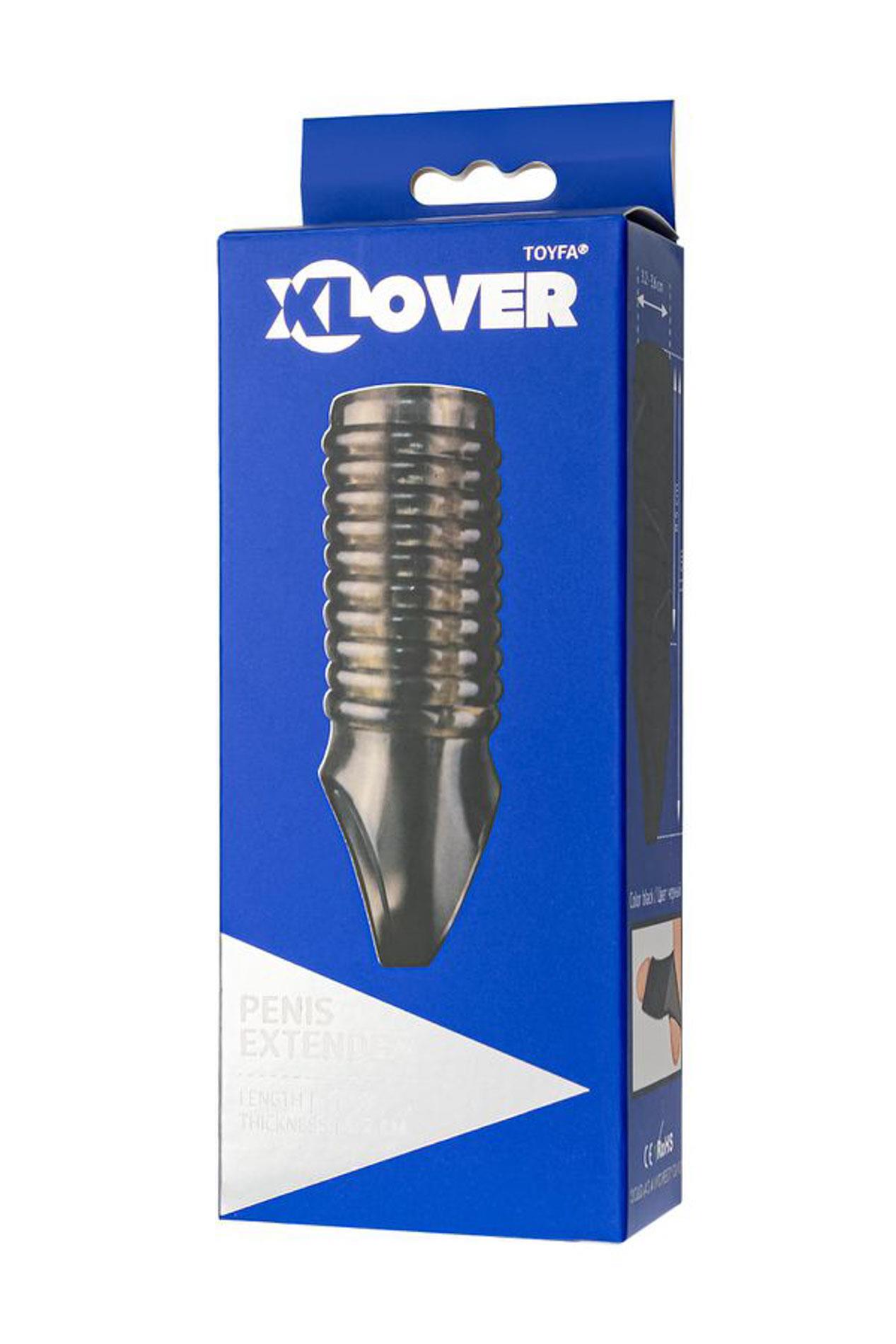 Toyfa Xlover, Penis Sleeve, For Enlargement, Tpe, Transparent Black, 11 Cm