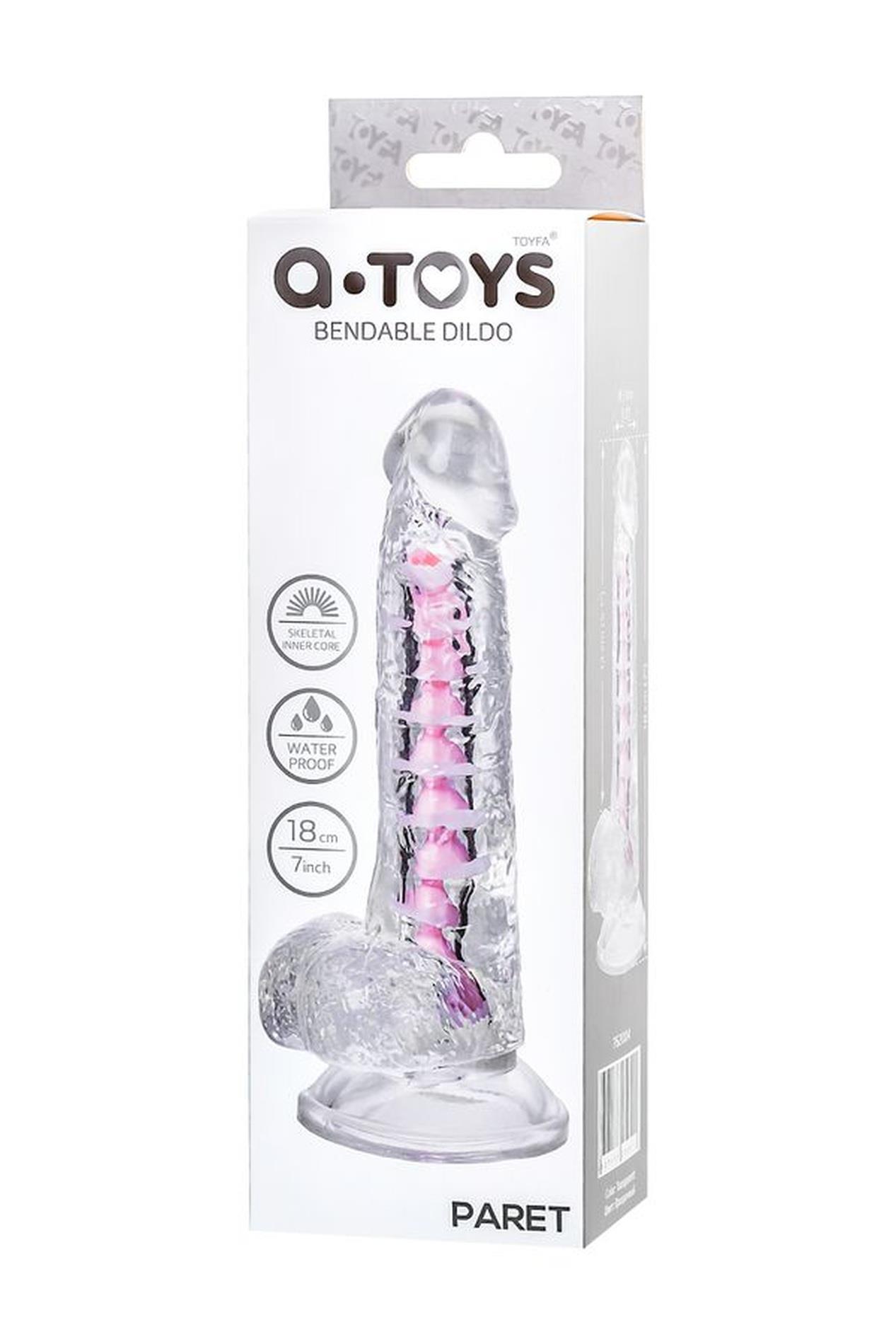 Flexible Dildo A-Toys Paret, Transparent, 18 Cm
