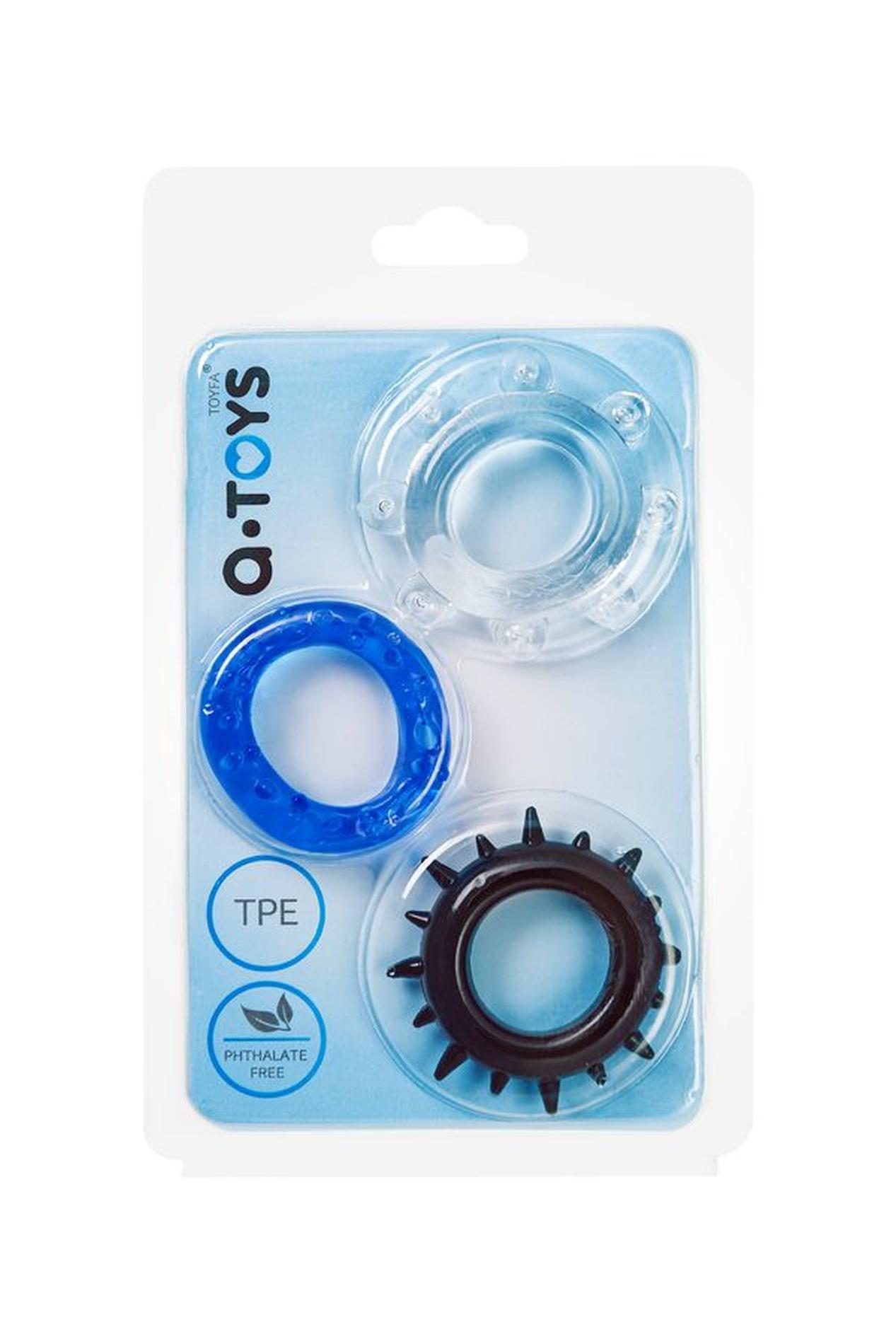 A-Toys, Cockrings Set, 3 Pcs.mix Color, Tpe, O 3 Cm