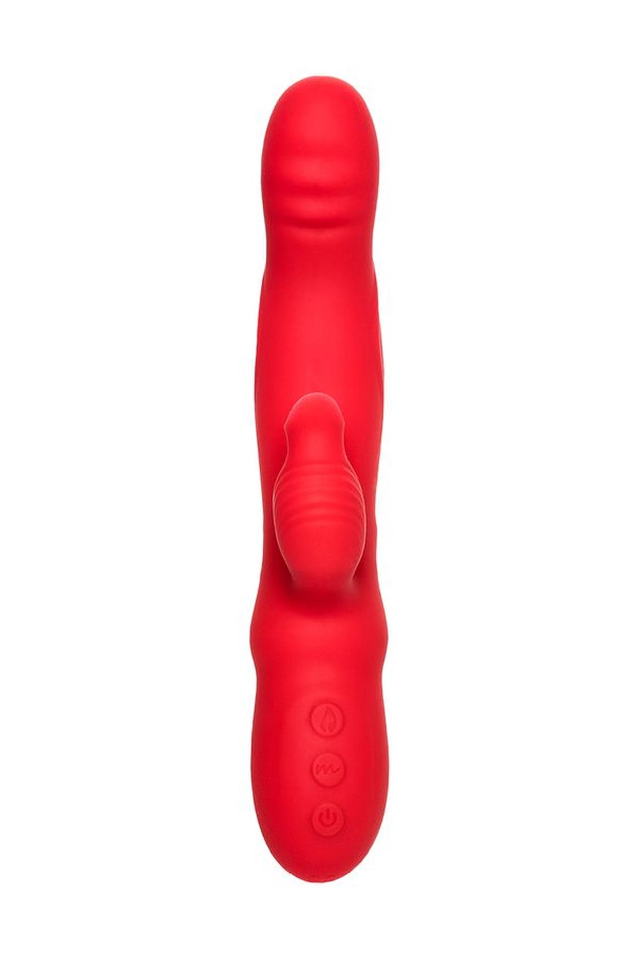 Jos Redli Vibrator With Moving Head, Silicone, Red, 21 Cm