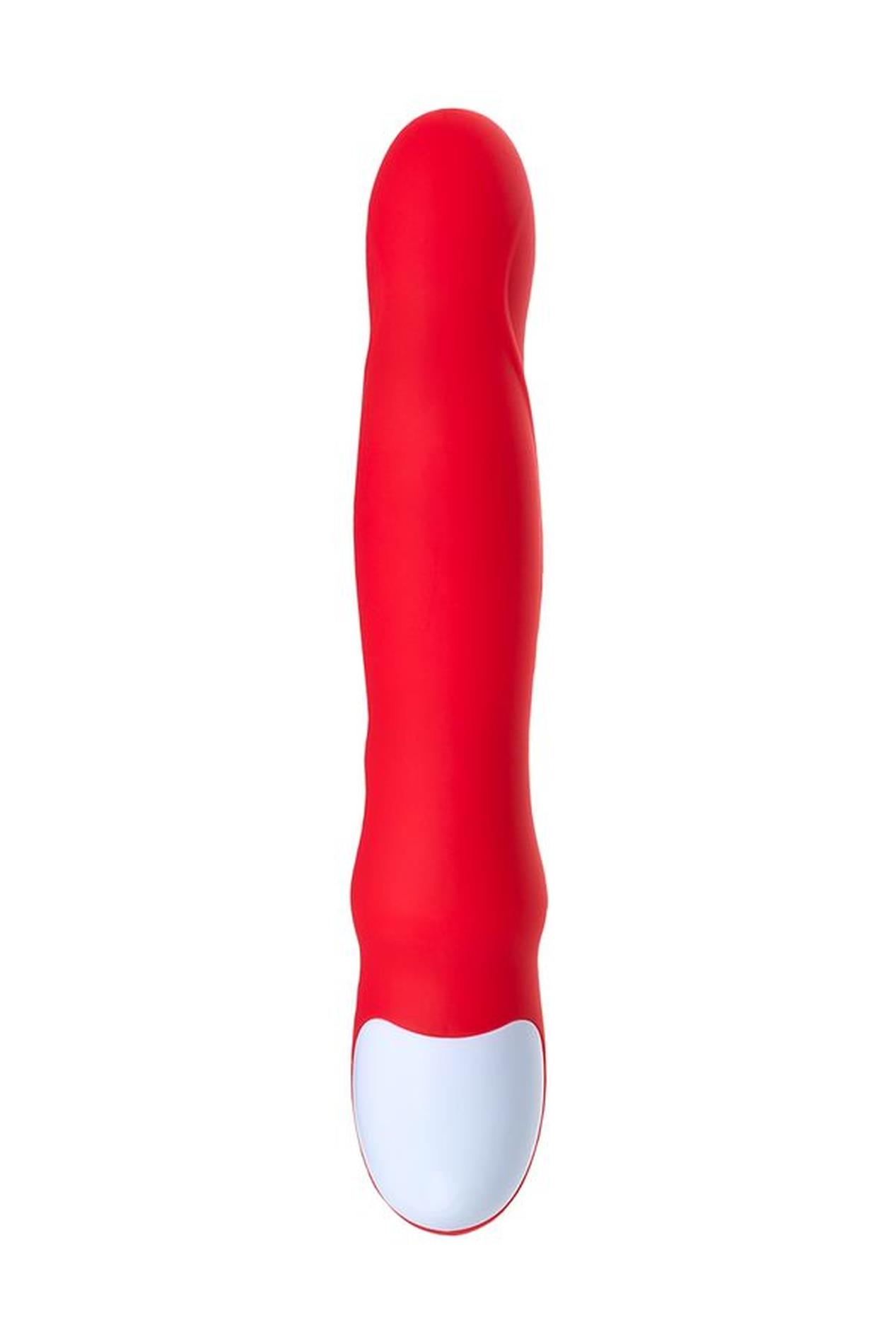 Jos Redli Vibrator With Moving Head, Silicone, Red, 21 Cm