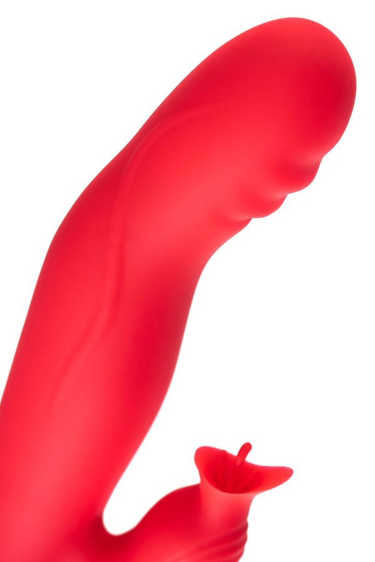 Jos Redli Vibrator With Moving Head, Silicone, Red, 21 Cm