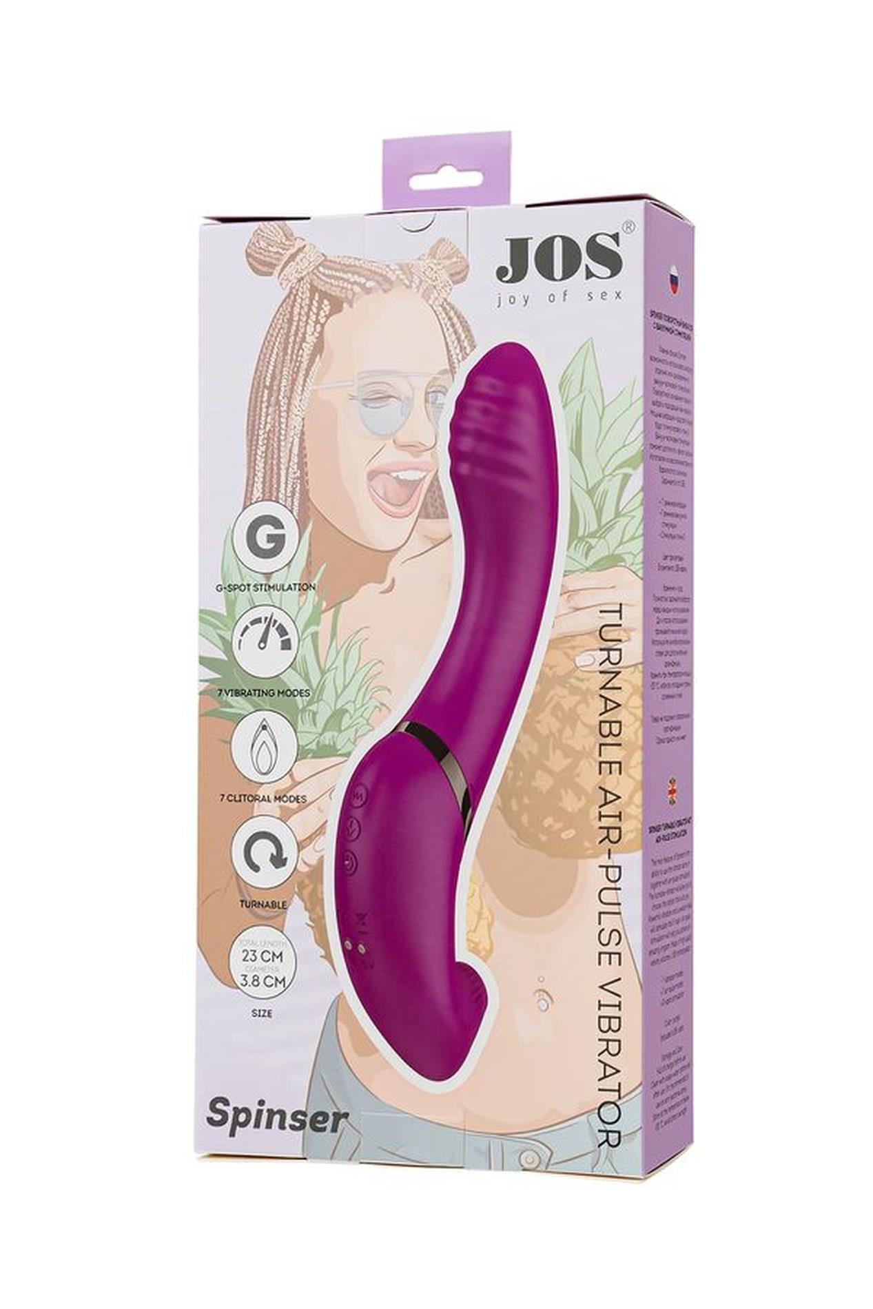 Jos Vibrator With Clitoral Stimulator Jos Spin, Silicone, Purple, 23 Cm