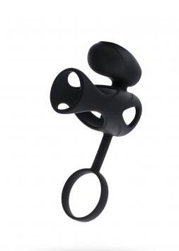 Black & Red, Penis Ring With Vibration, Clitoral Stimulation, Silicone,