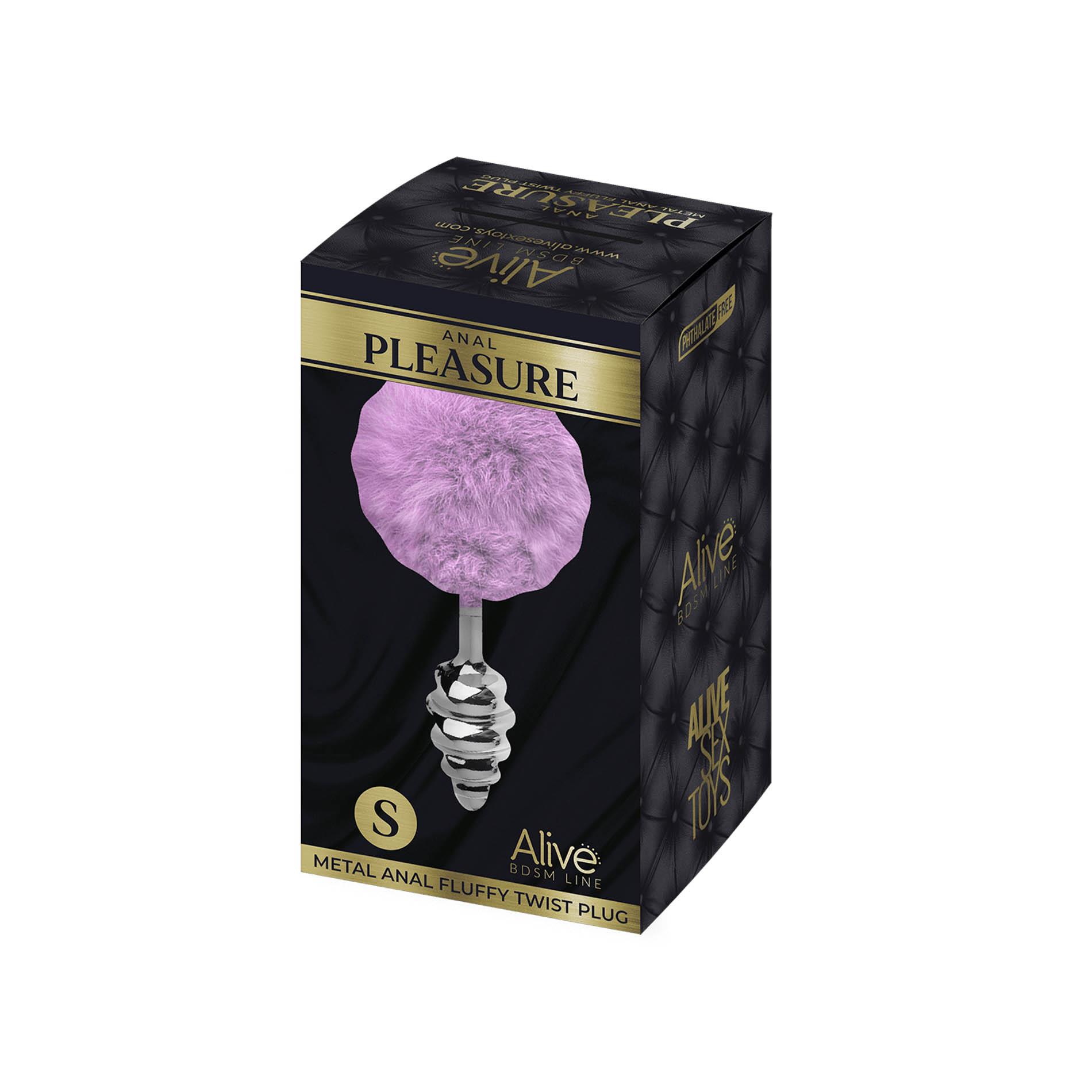 Metal Anal Fluffy Twist Plug S Pink