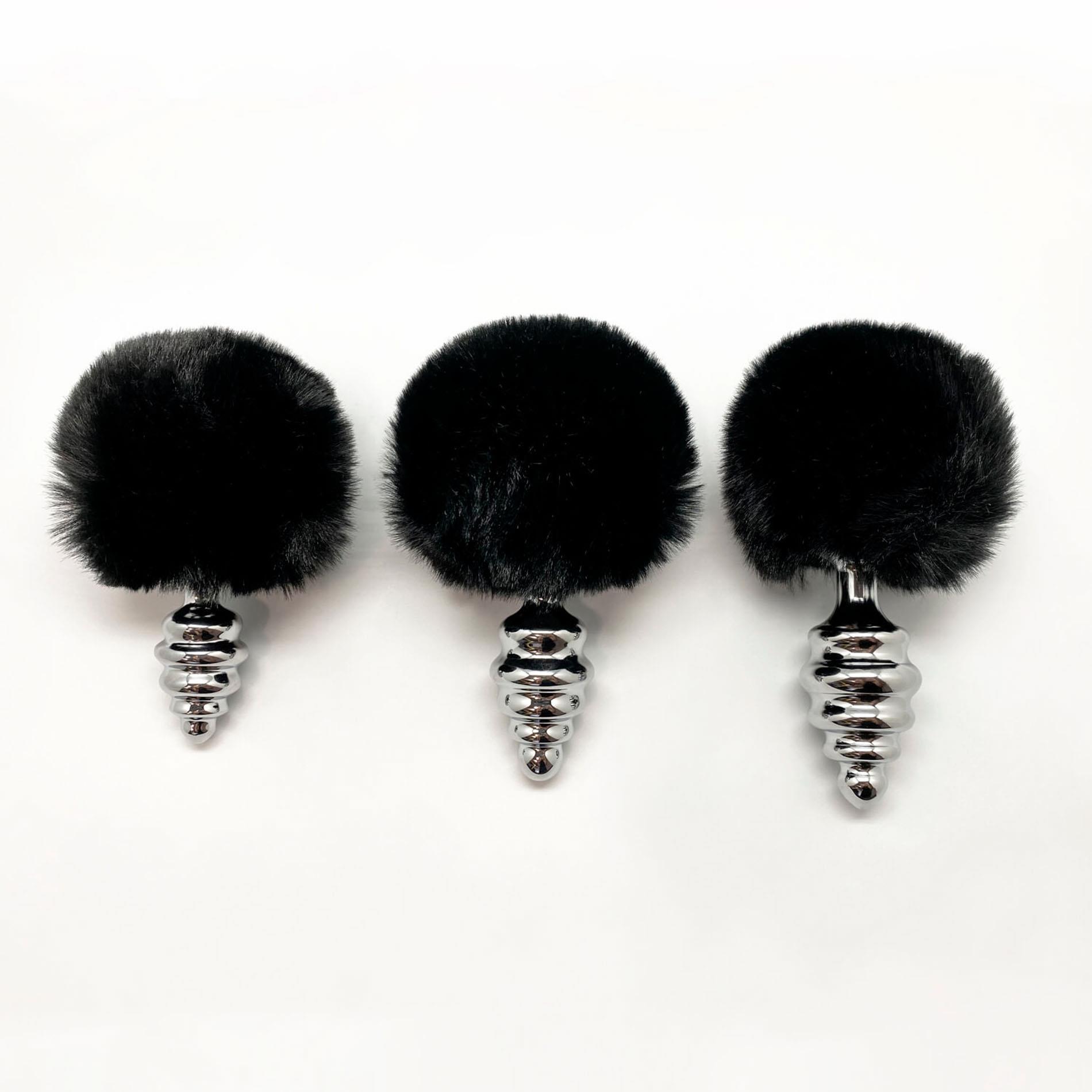 Metal Anal Fluffy Twist Plug S Black