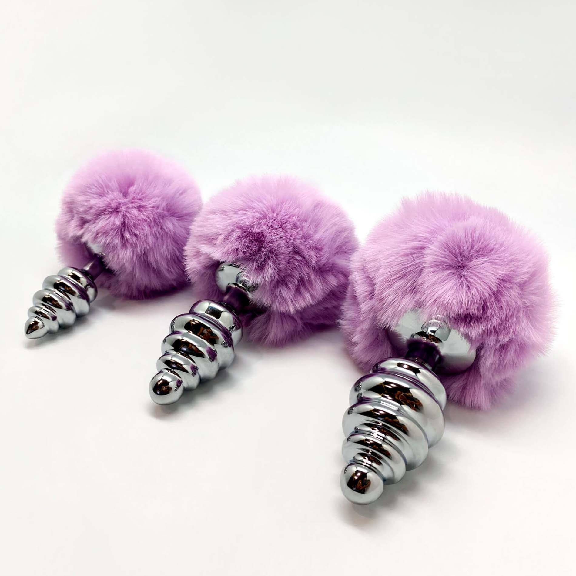 Metal Anal Fluffy Twist Plug M Pink