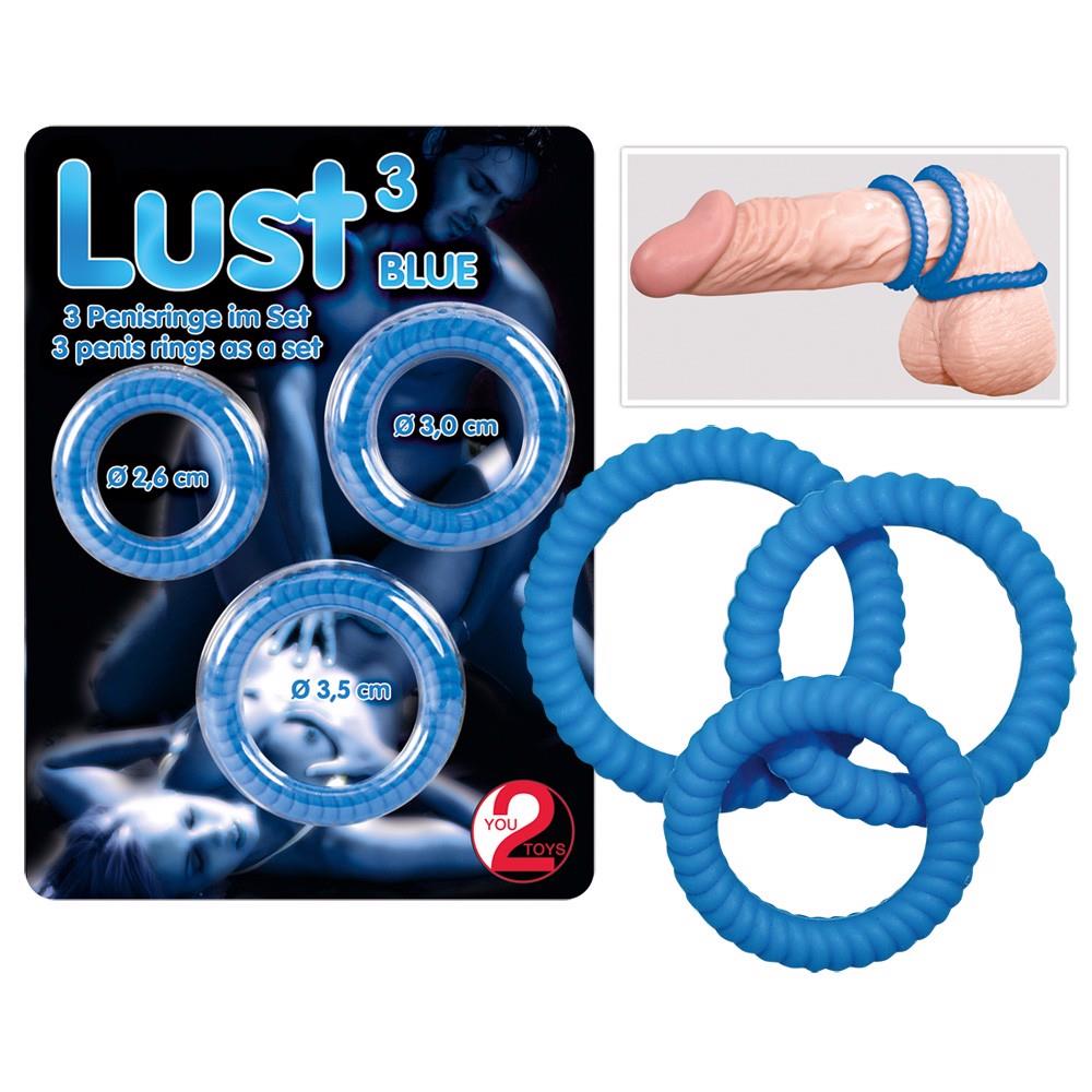 Lust 3 Cock Rings Blue