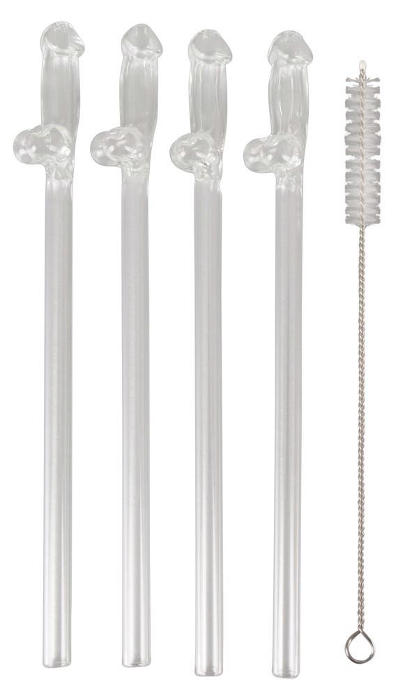 Glass Drinking Straw Willy X 4