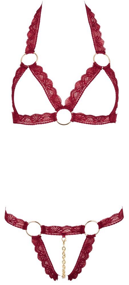Bra Set Open Red M/L