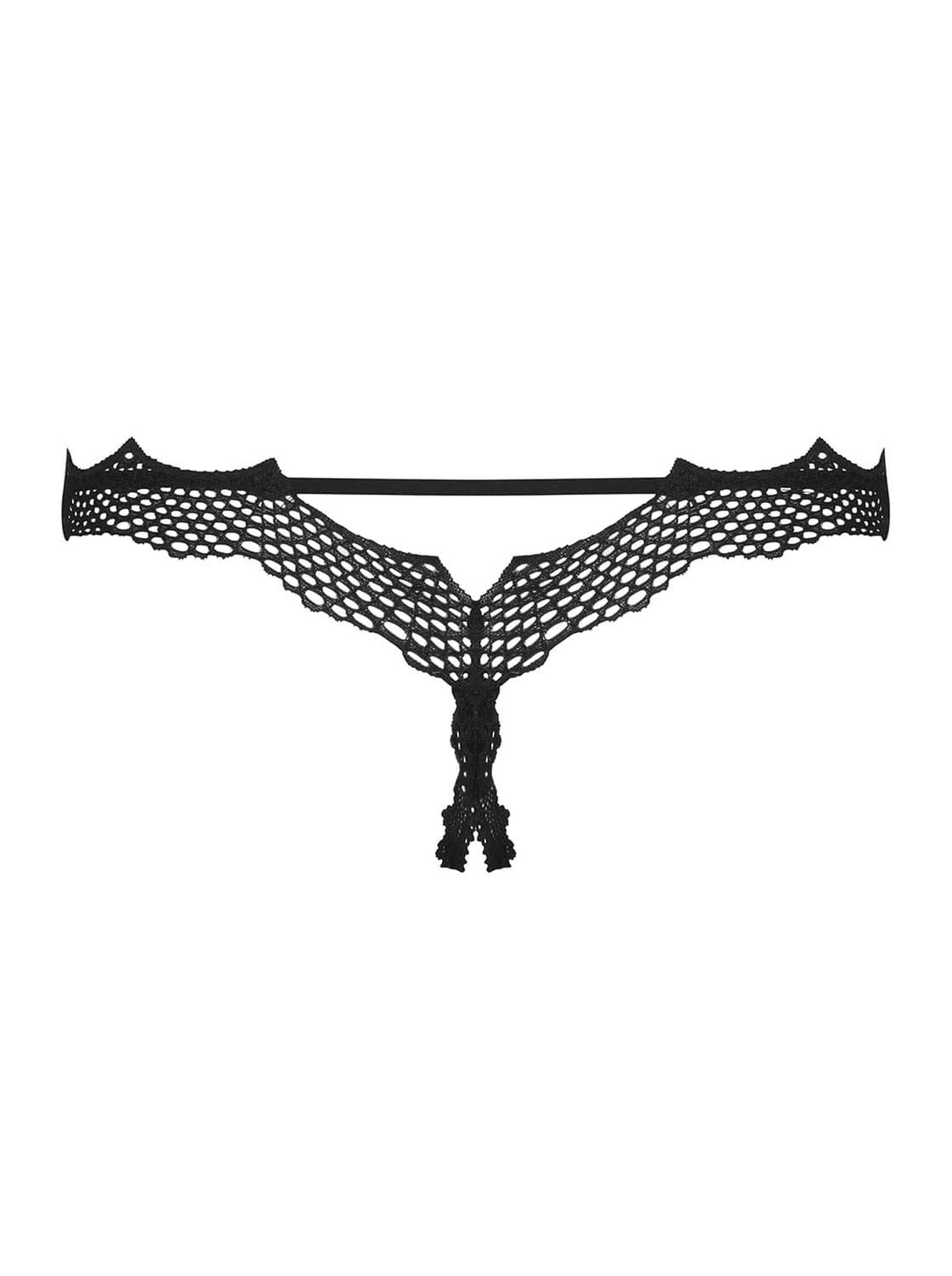 Bielizna-Bravelle Stringi Otwarte Czarne  S/M