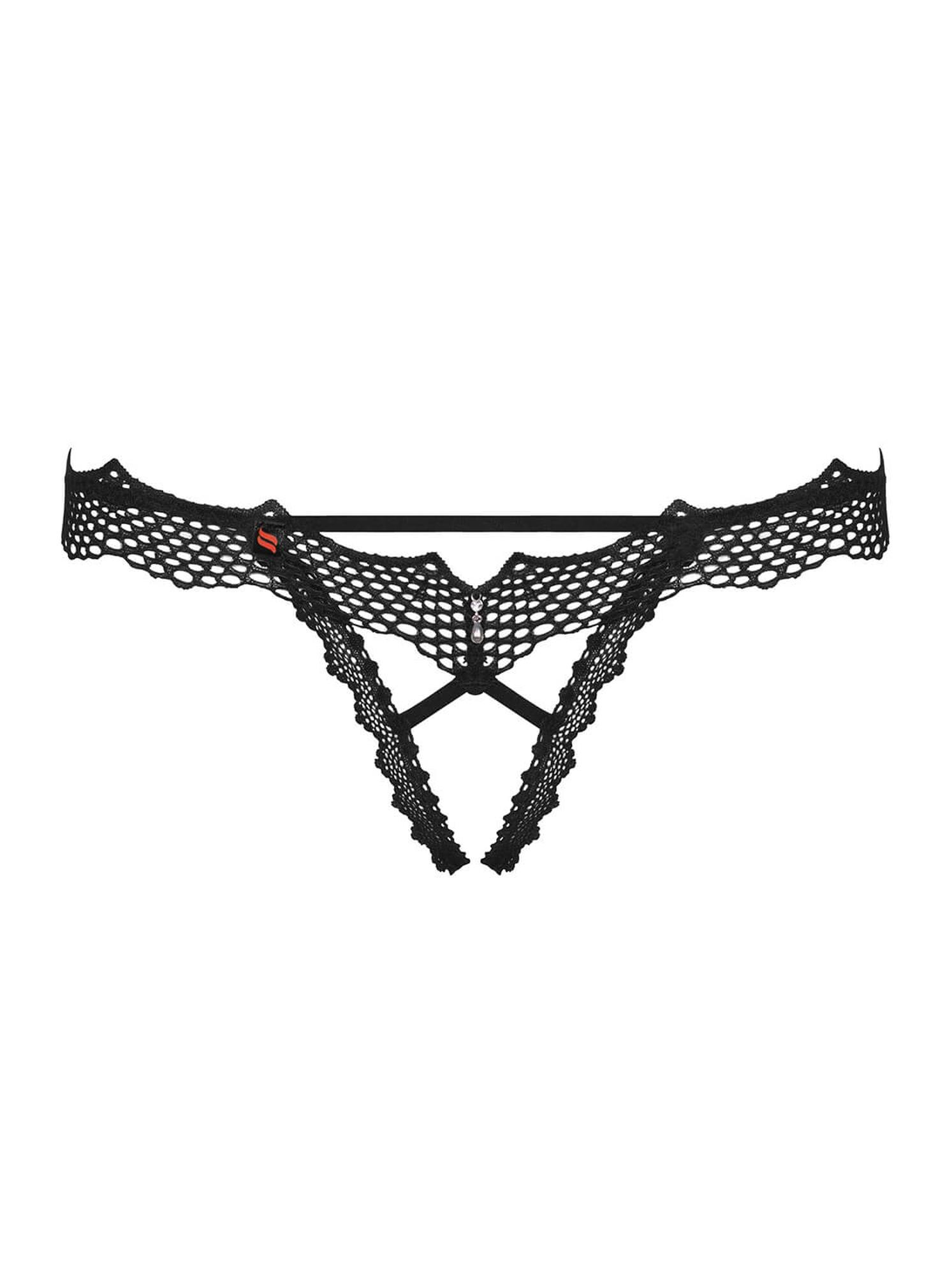 Bielizna-Bravelle Stringi Otwarte Czarne L/Xl