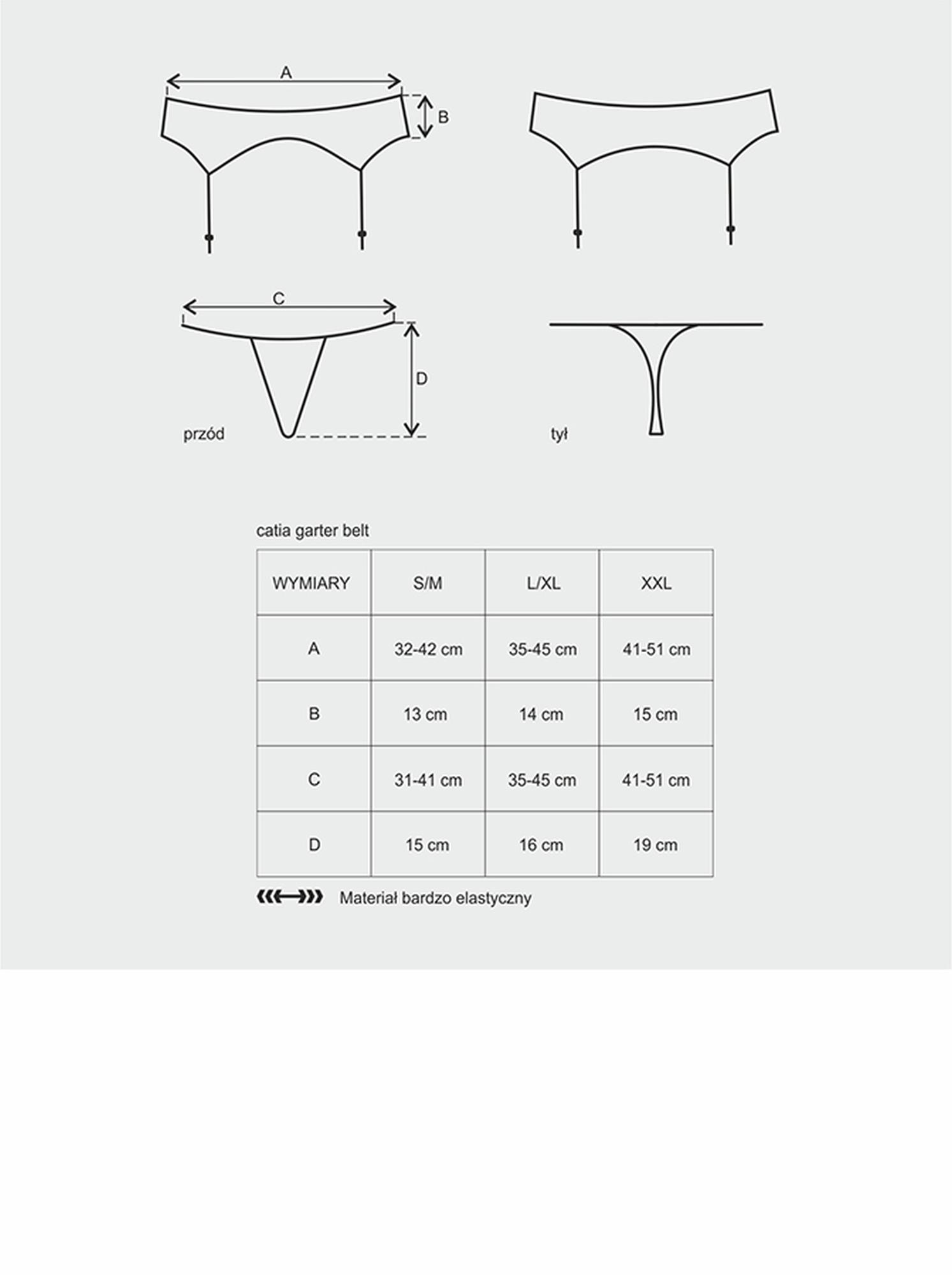 Bielizna-Catia Pas Do Pończoch I Stringi  S/M
