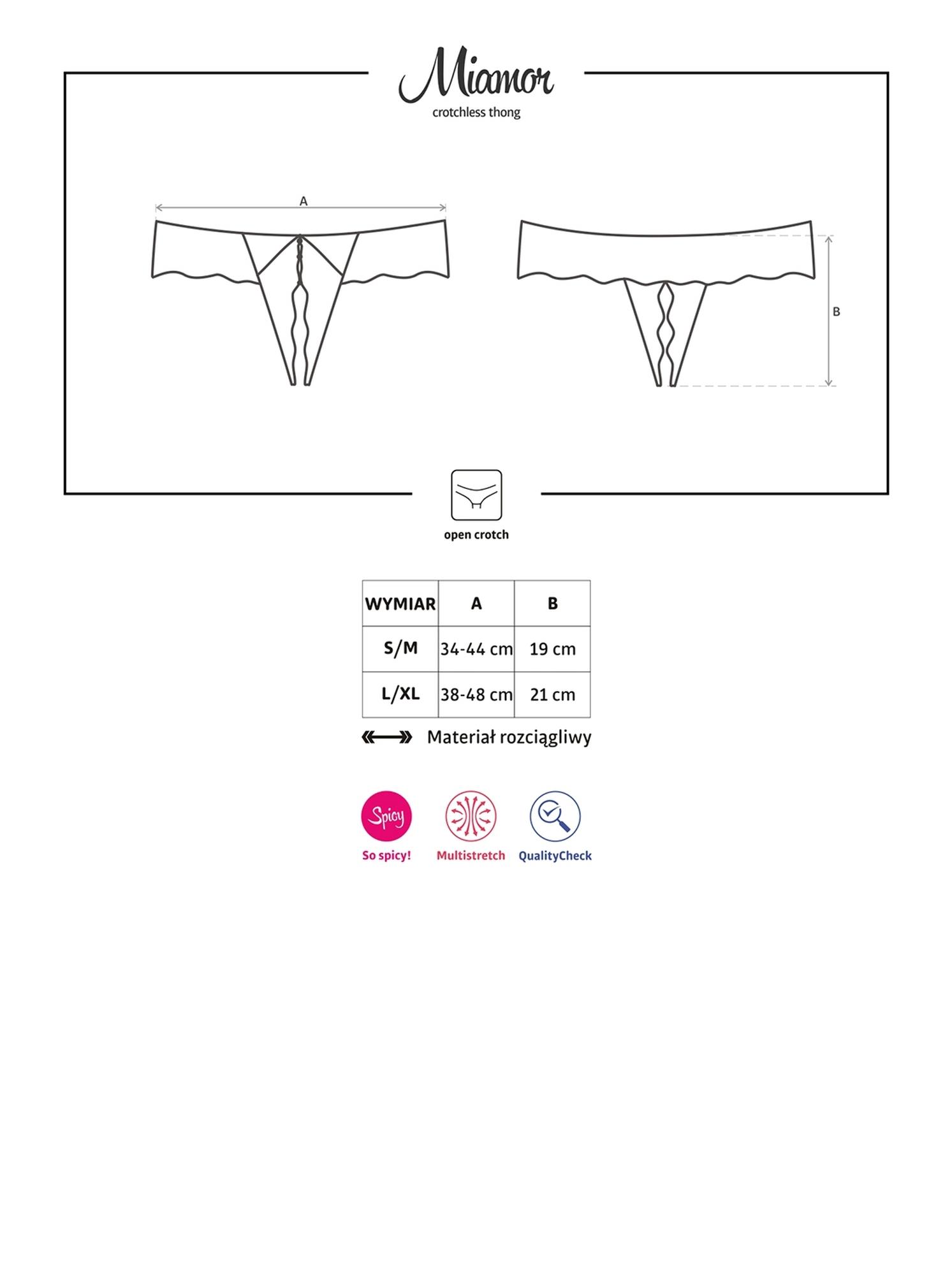 Bielizna- Miamor Stringi Otwarte Czarne Xxl