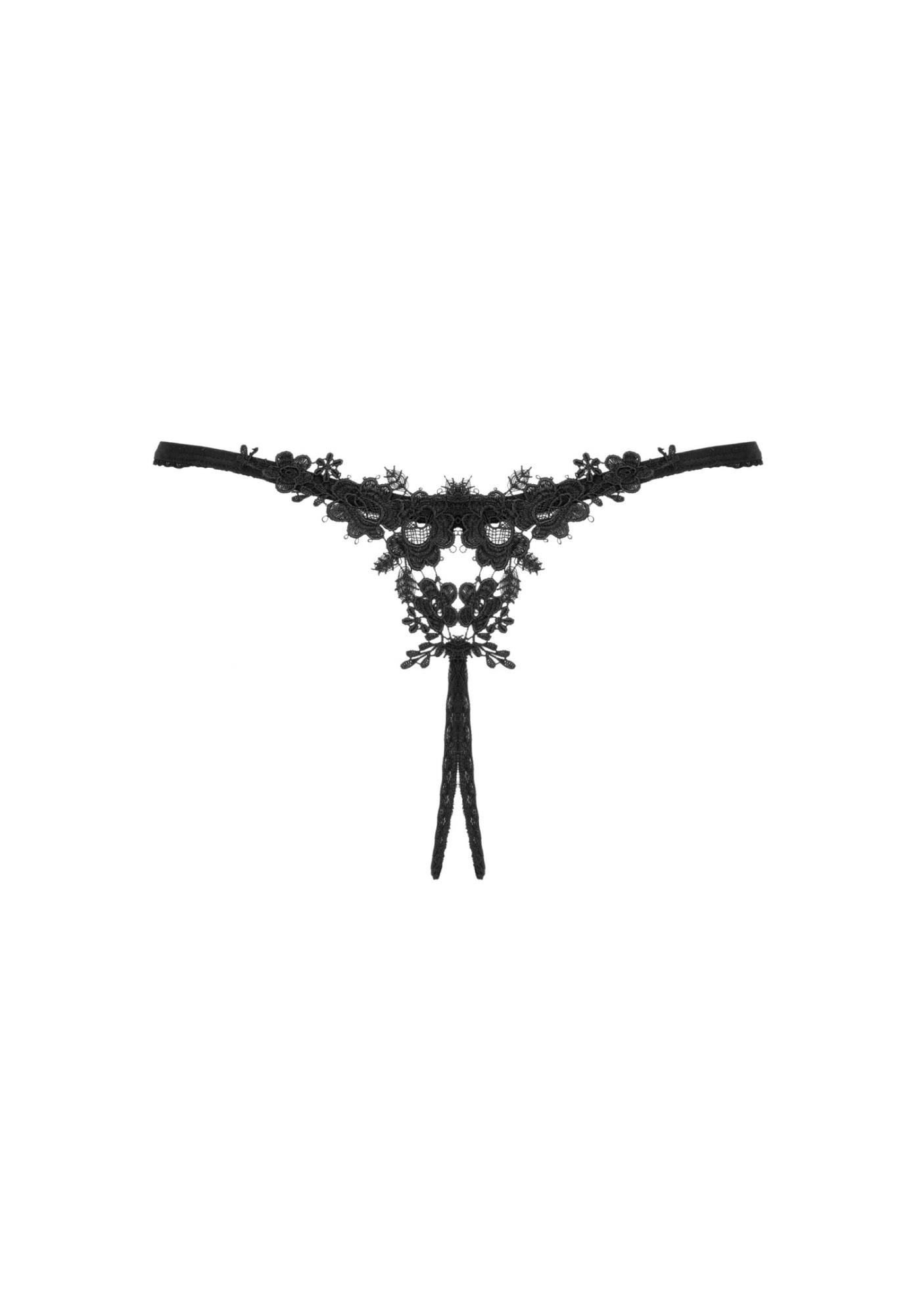 Celia Noir Crotchless Thong Xl/2Xl