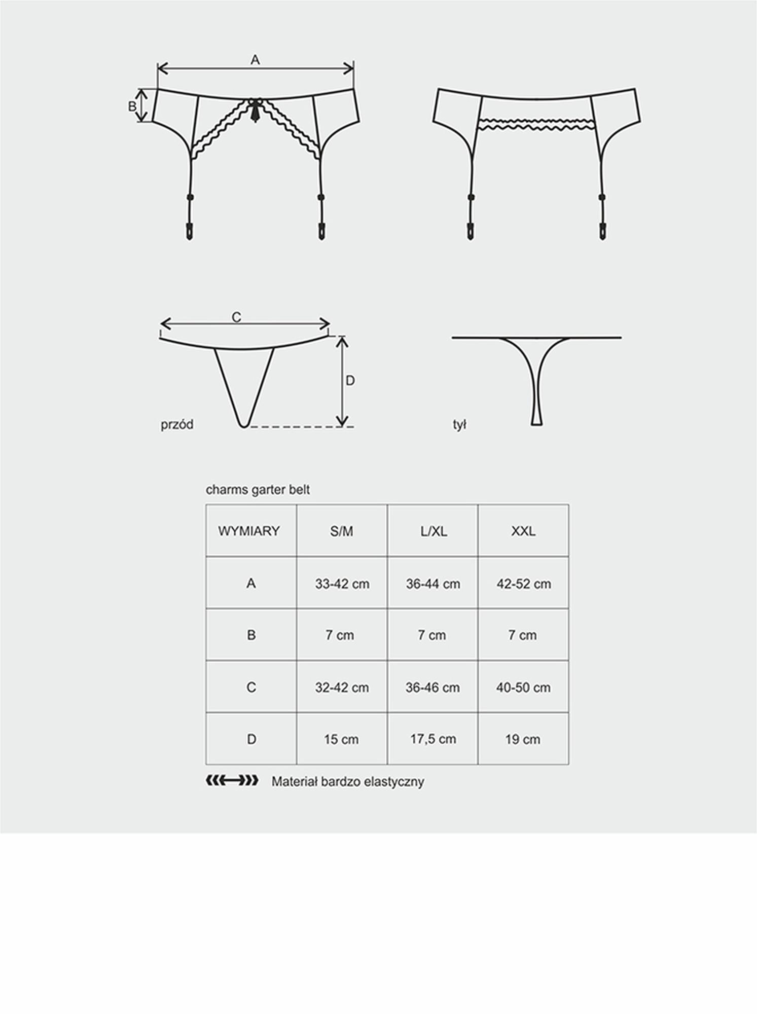 Bielizna-Charms Pas Do Pończoch I Stringi Czarny Xxl