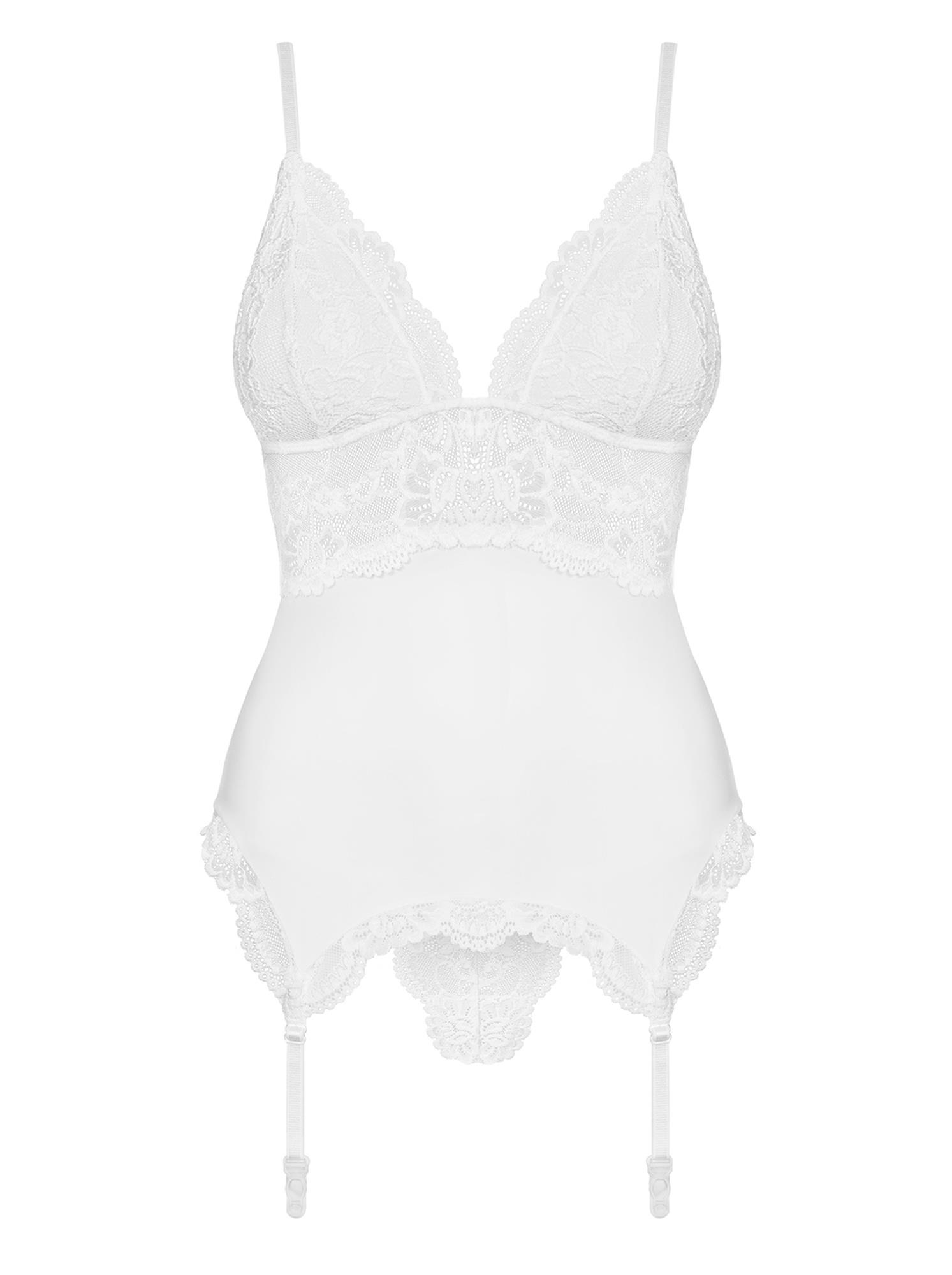 Bielizna-810-Cor-2 Gorset I Stringi Biały  S/M