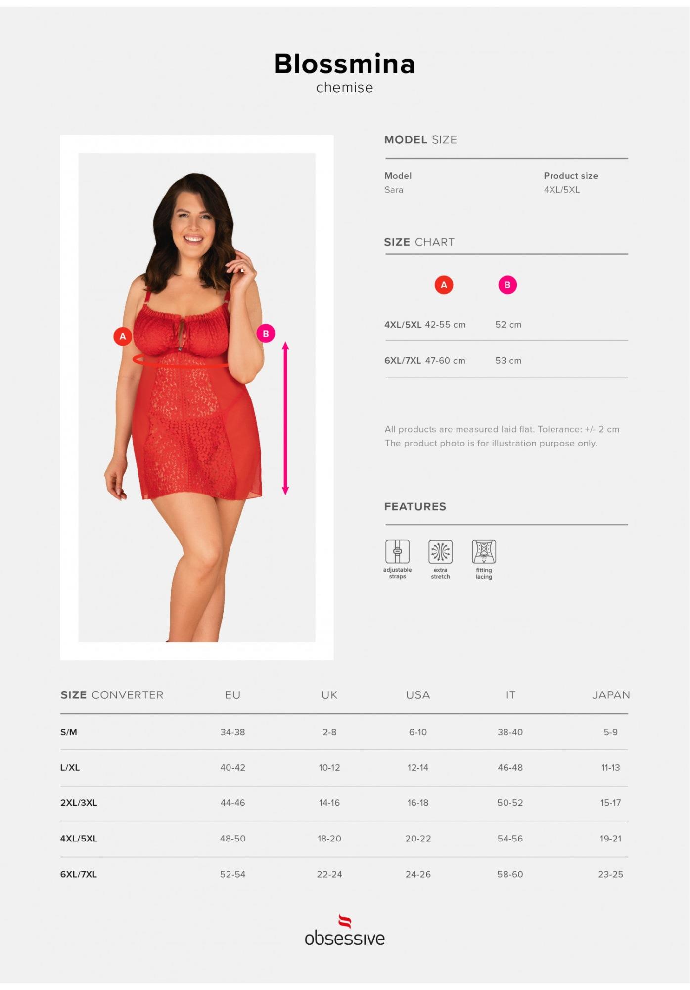 Bielizna-Blossmina Koszulka I Stringi 6Xl/7Xl