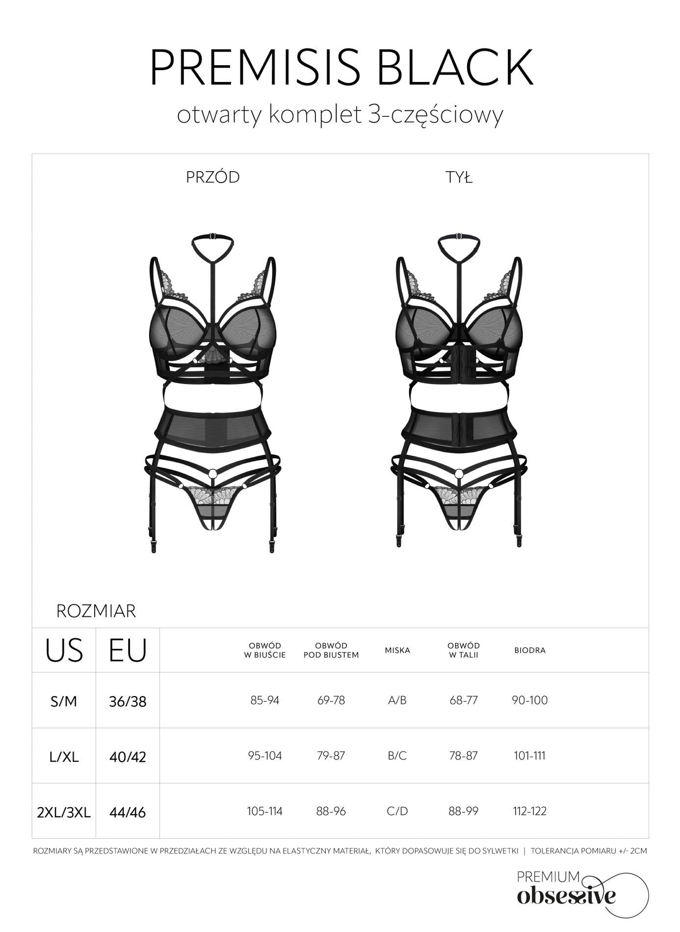Premisis Black Otwarty Komplet 3-Częściowy 2Xl/3Xl