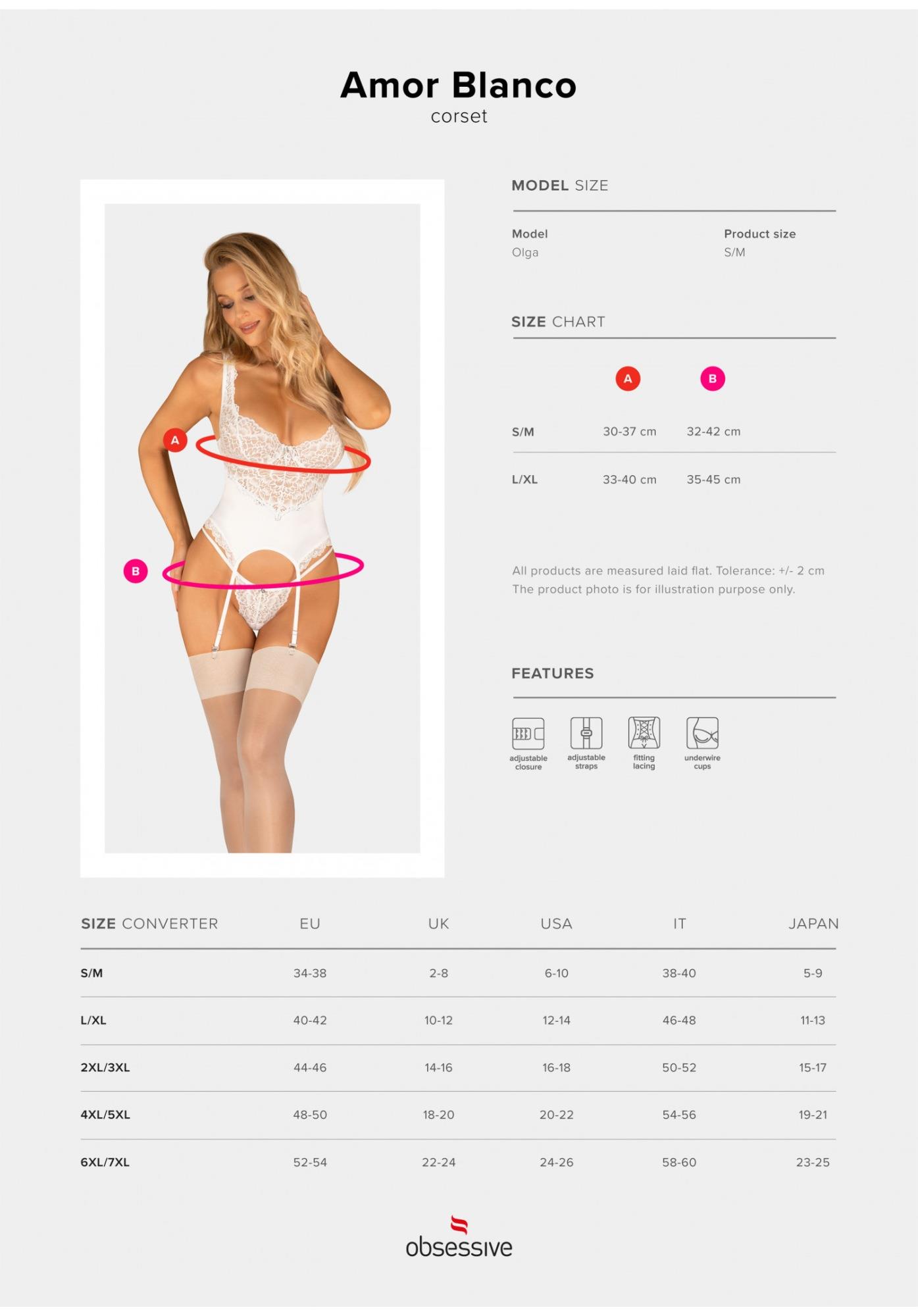 Bielizna-Amor Blanco Gorset I Stringi Biały L/Xl