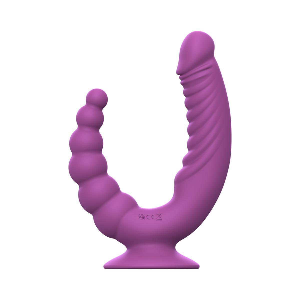 Teazers - Double Vibrator With Suction Cup And Remote - Purple