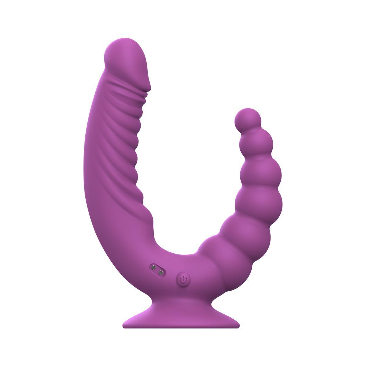 Teazers - Double Vibrator With Suction Cup And Remote - Purple