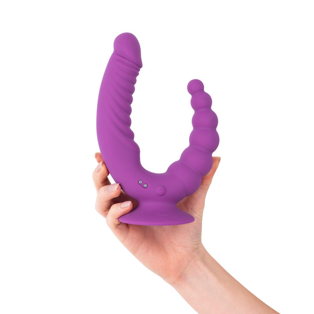Teazers - Double Vibrator With Suction Cup And Remote - Purple
