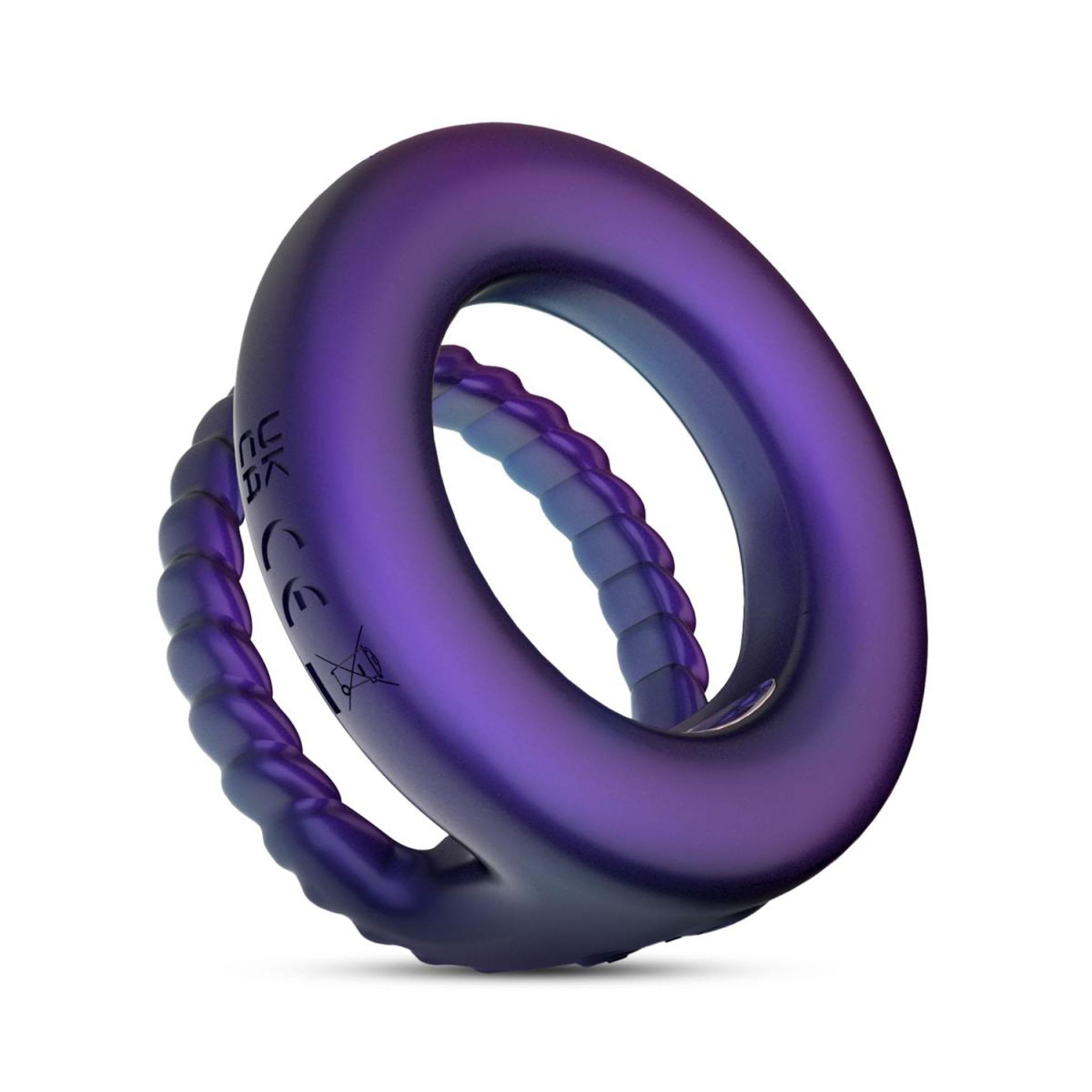Hueman - Jupiter Vibrating Cock And Ball Ring - Purple