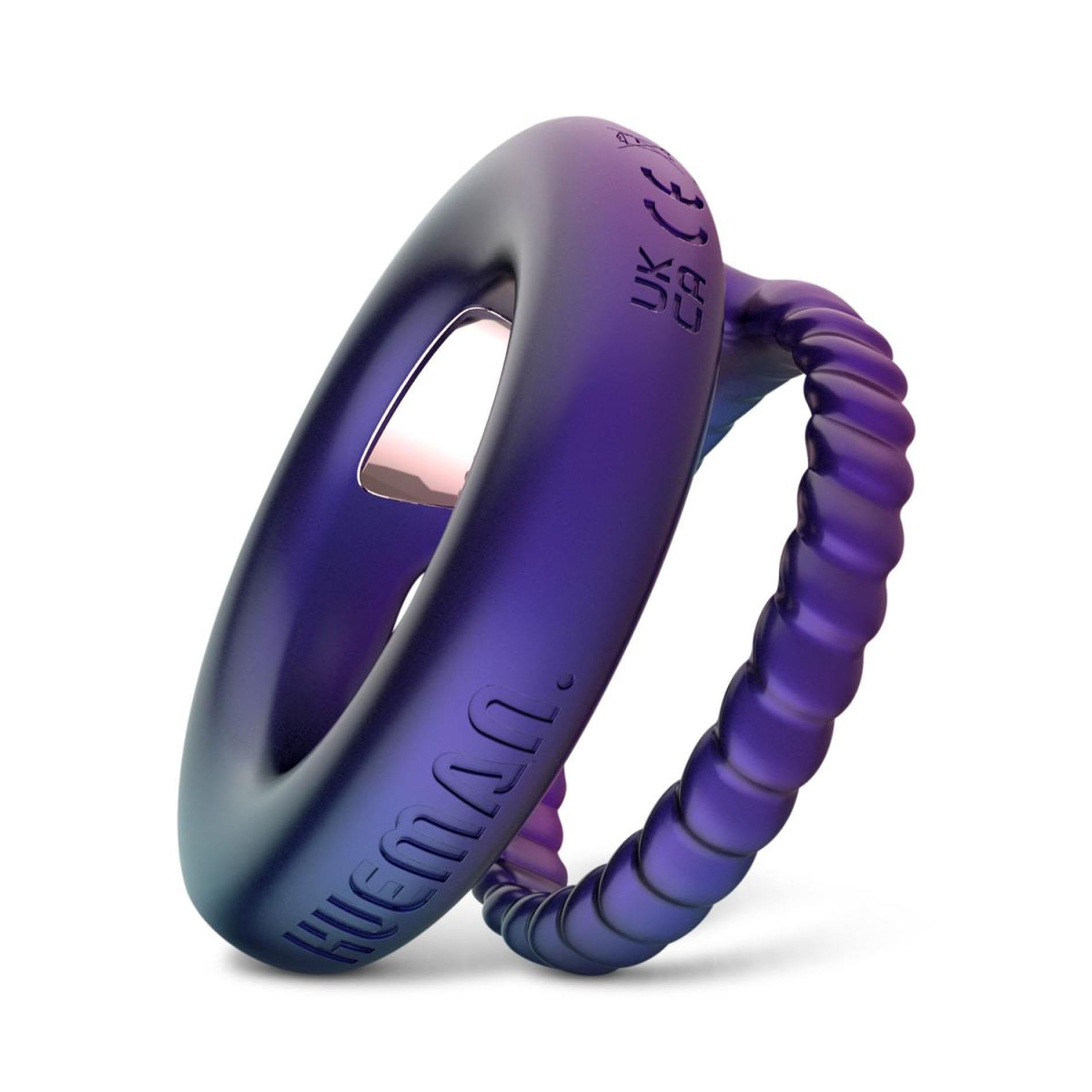 Hueman - Jupiter Vibrating Cock And Ball Ring - Purple