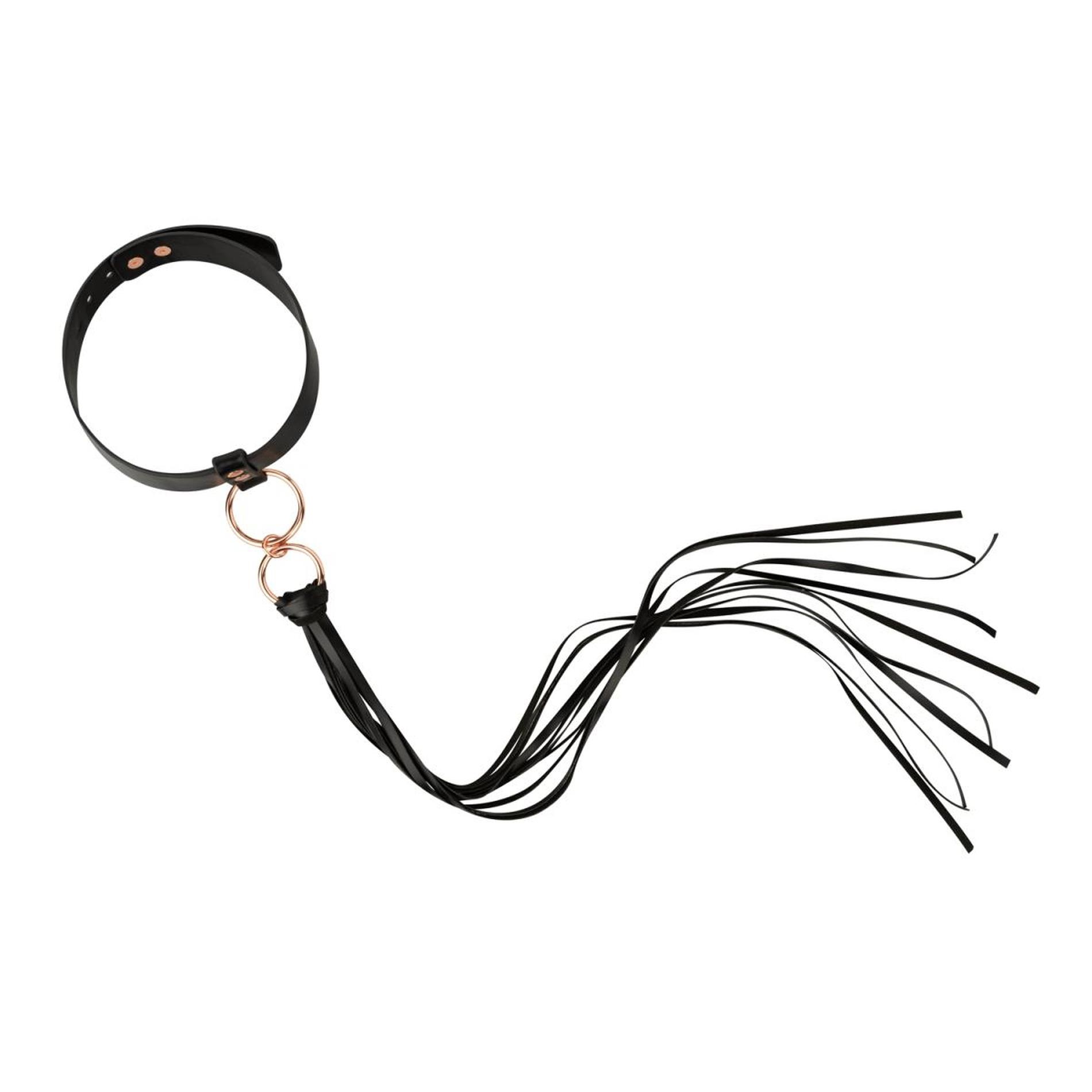 Rosy Gold - Collar With Flogger - Black