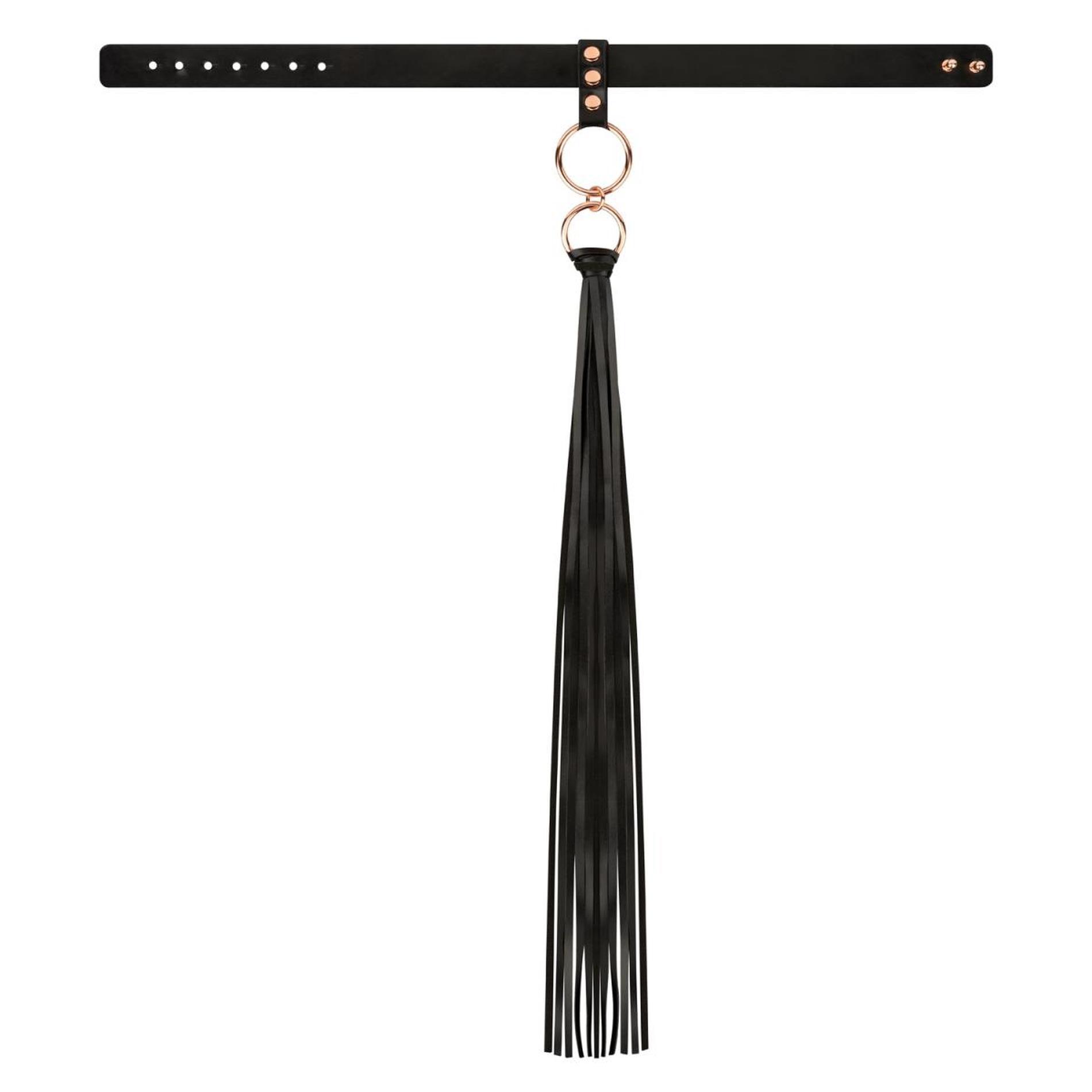 Rosy Gold - Collar With Flogger - Black