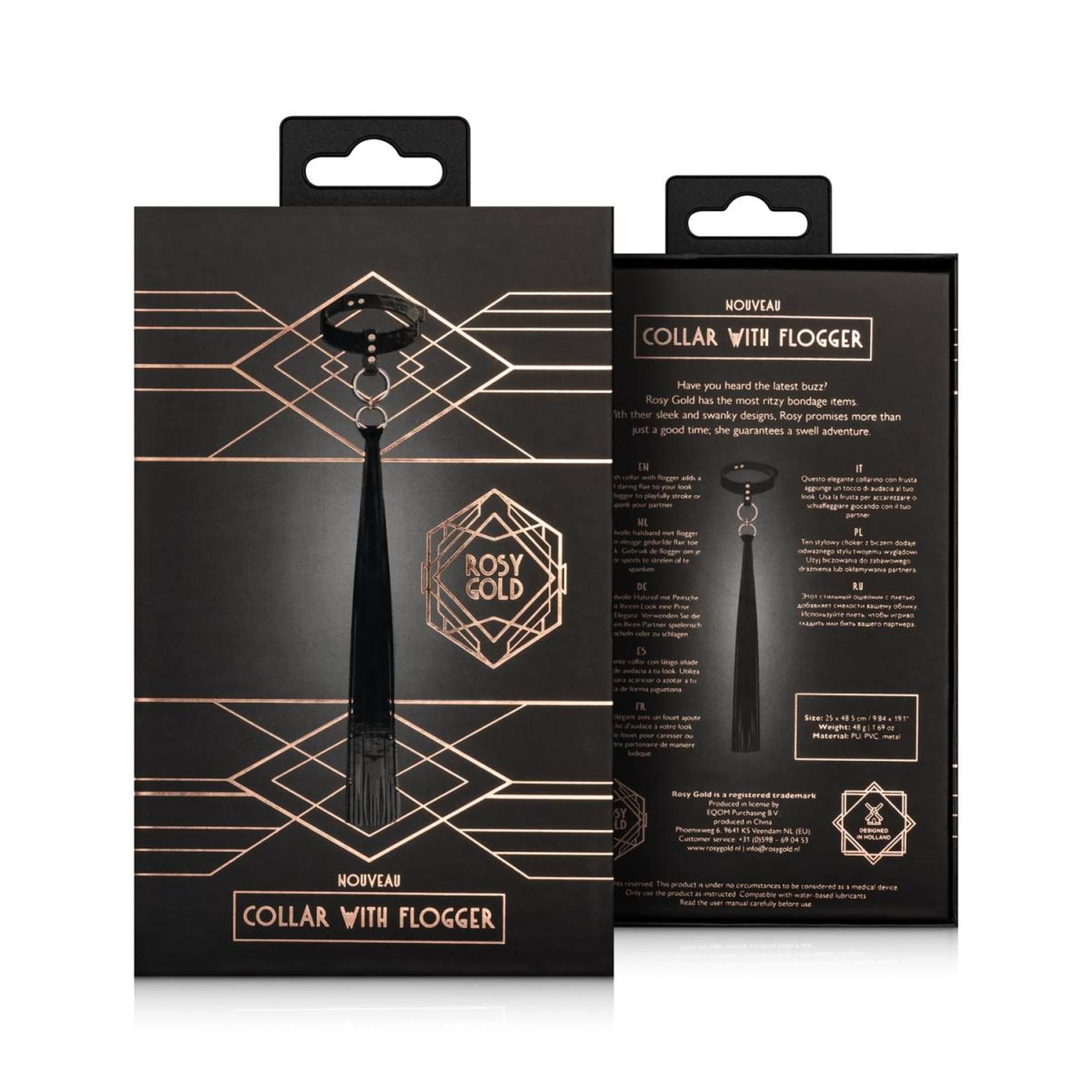 Rosy Gold - Collar With Flogger - Black