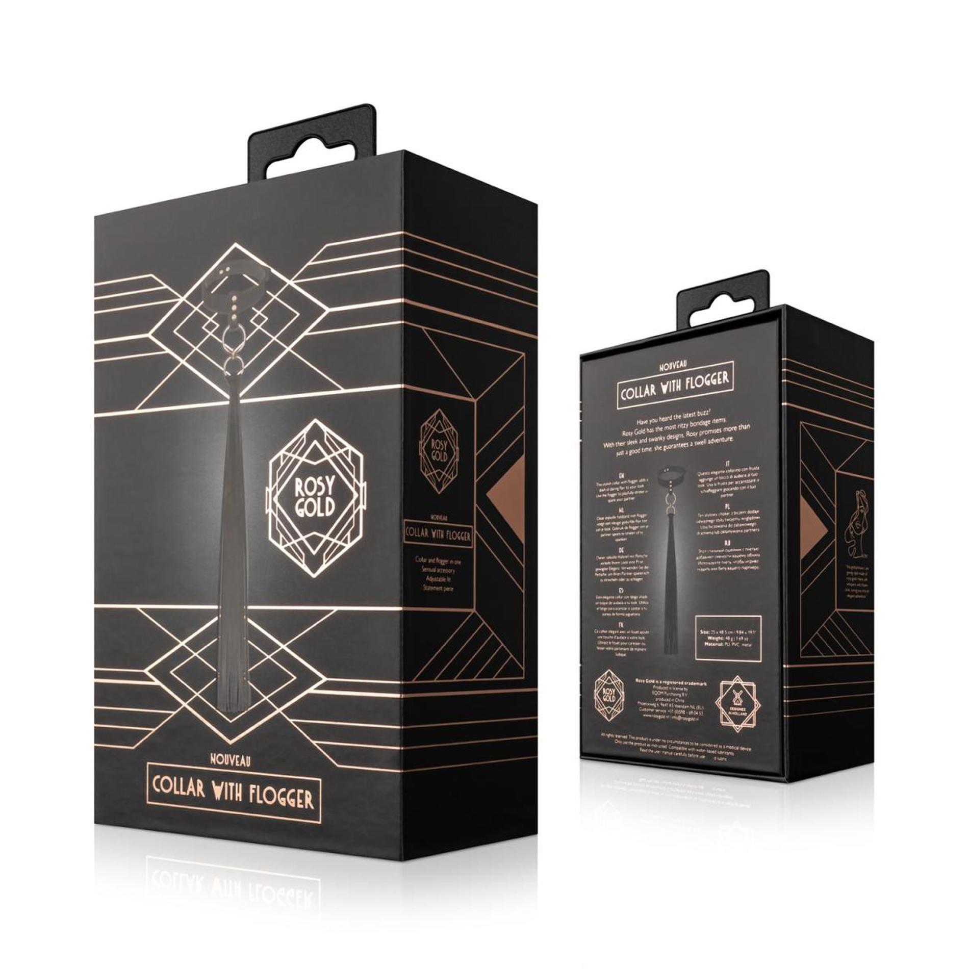 Rosy Gold - Collar With Flogger - Black