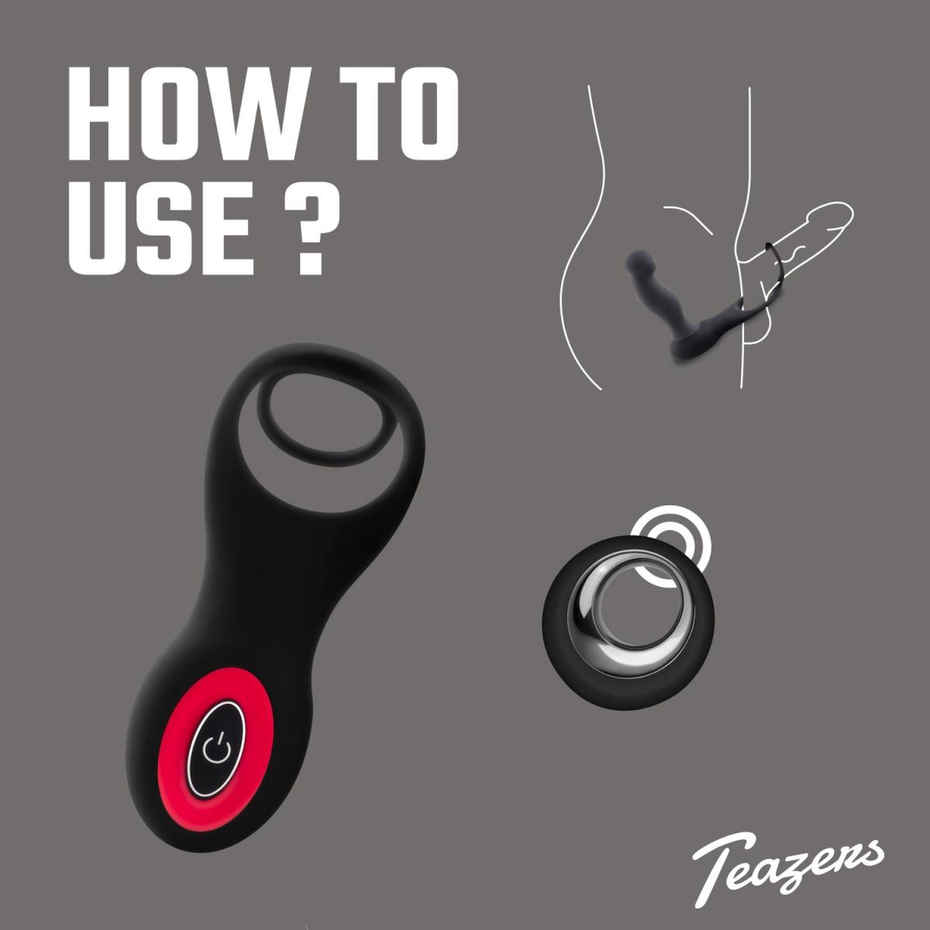 Teazers Cock & Ball Ring Prostate Vibrator With Remote Control