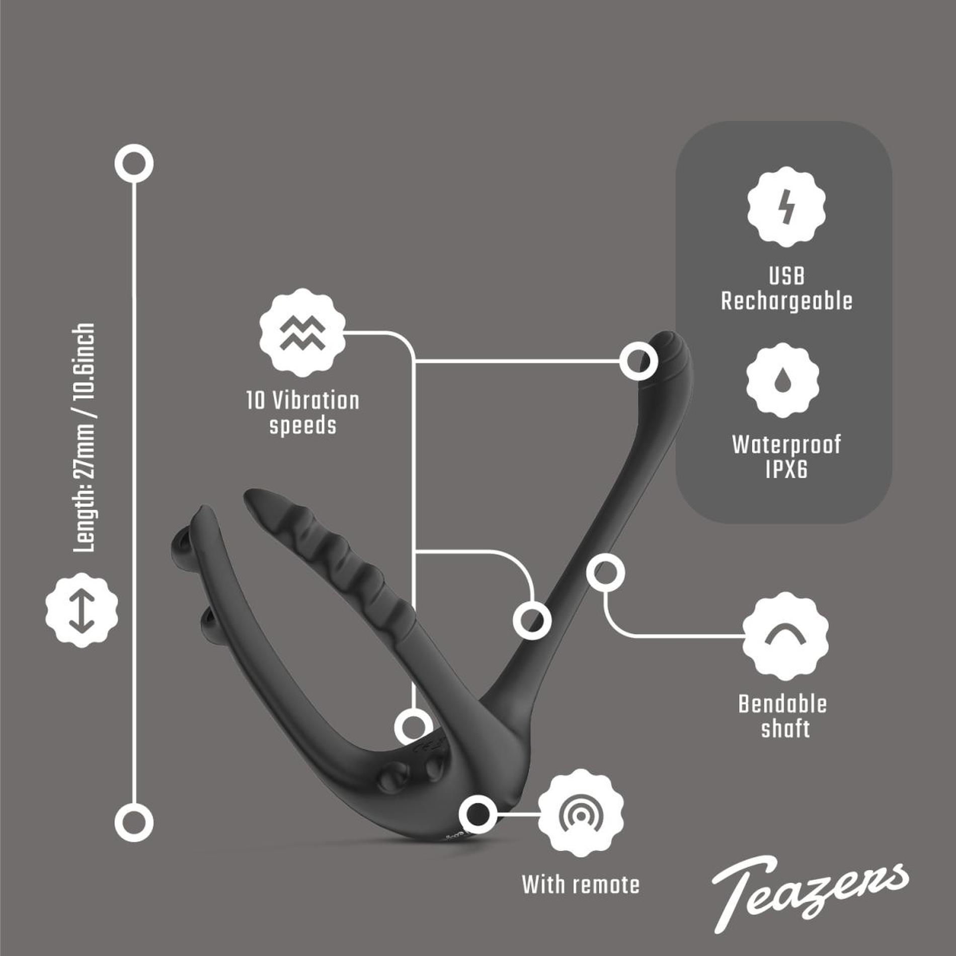 Teazers Triple Prostate Vibrator With Remote